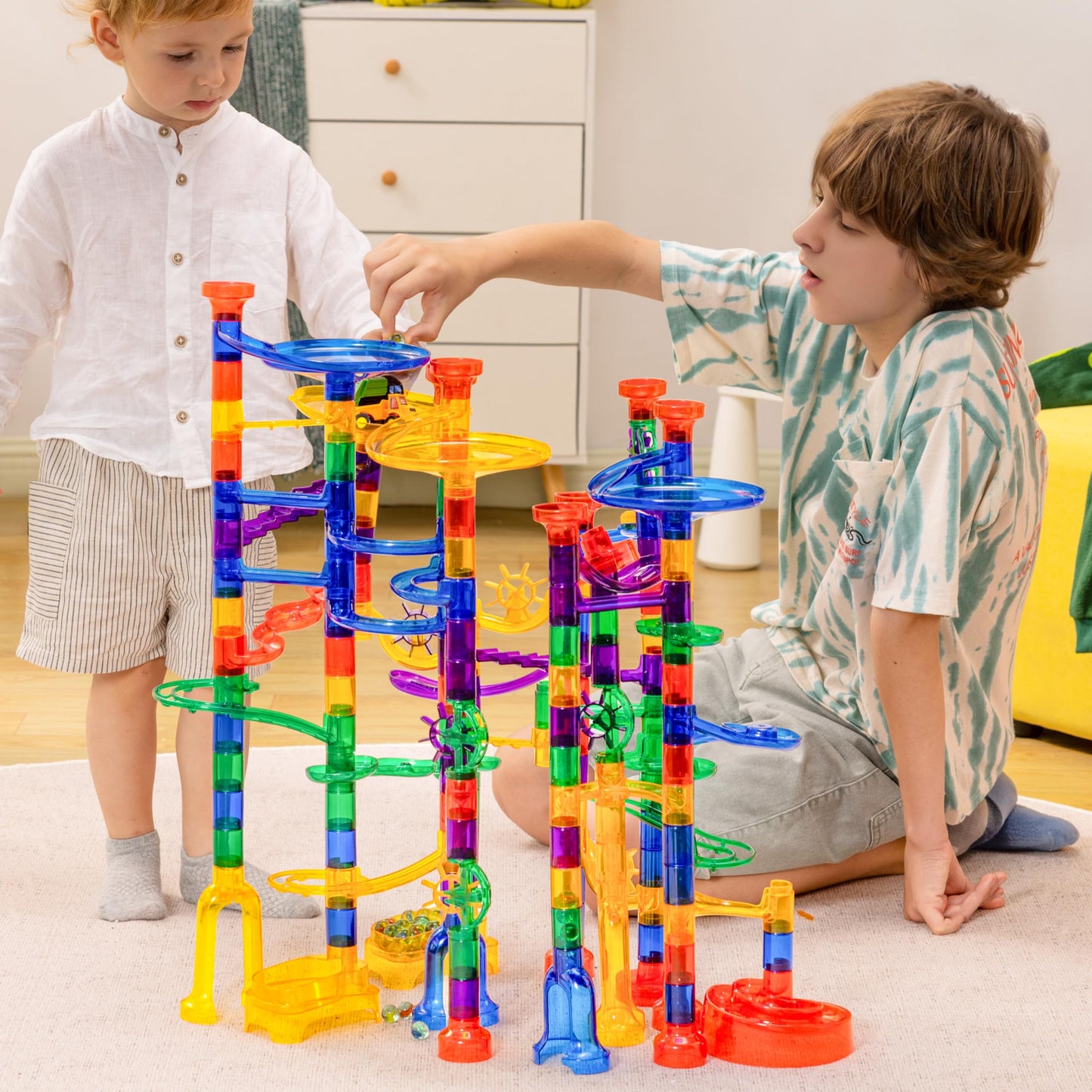 JOYIN 207Pcs Glowing Marble Run – STEM Building Blocks Toy for Kids