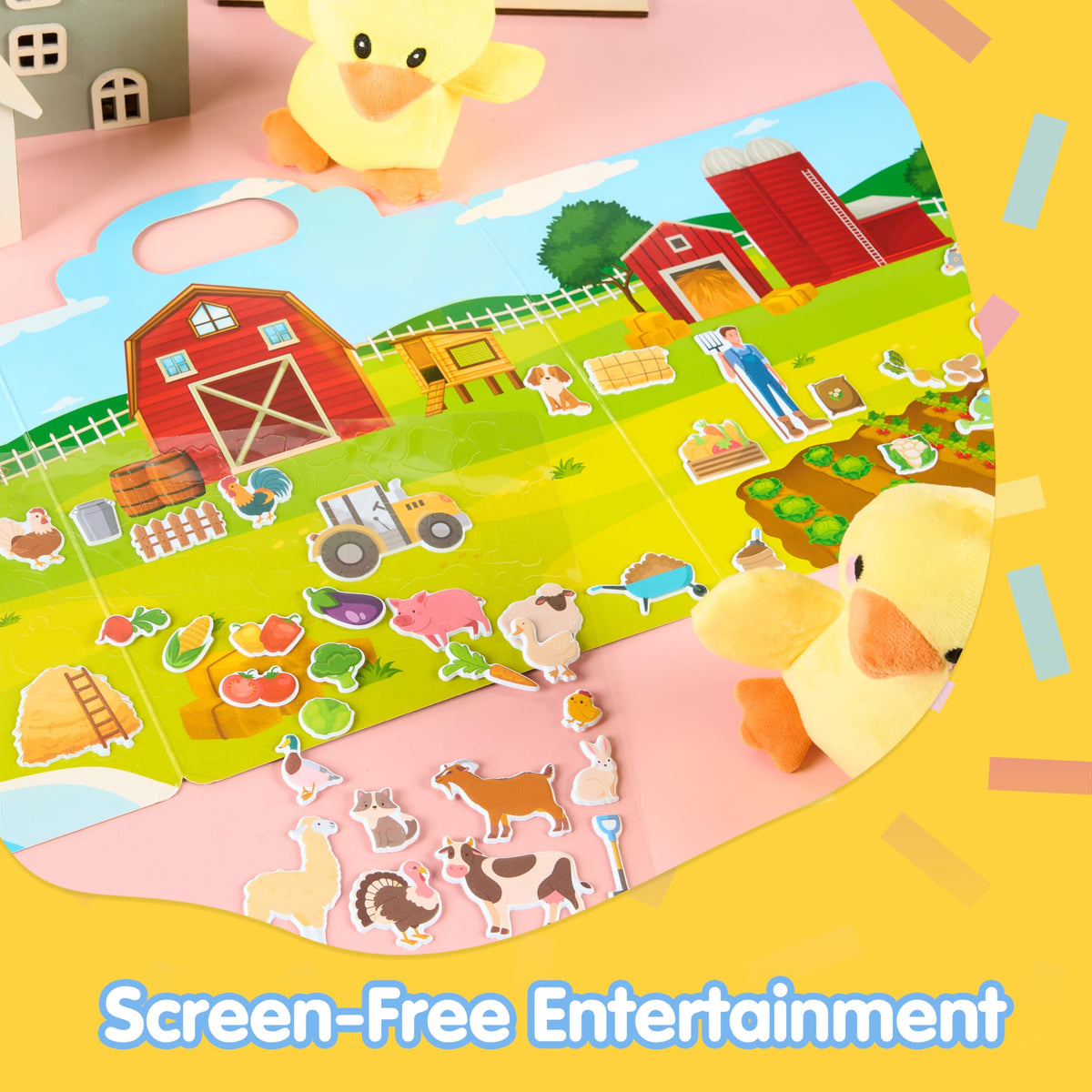 JOYIN Farm Animals Reusable Sticker Book for Toddlers – 43 3D Stickers, Travel Activity