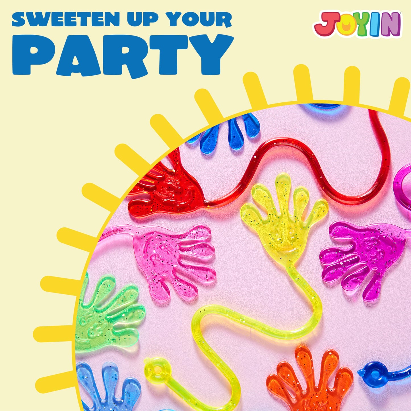 JOYIN Glitter Sticky Hands Party Favors – 240 Pcs Colorful, Non-Toxic Kids' Party Supplies