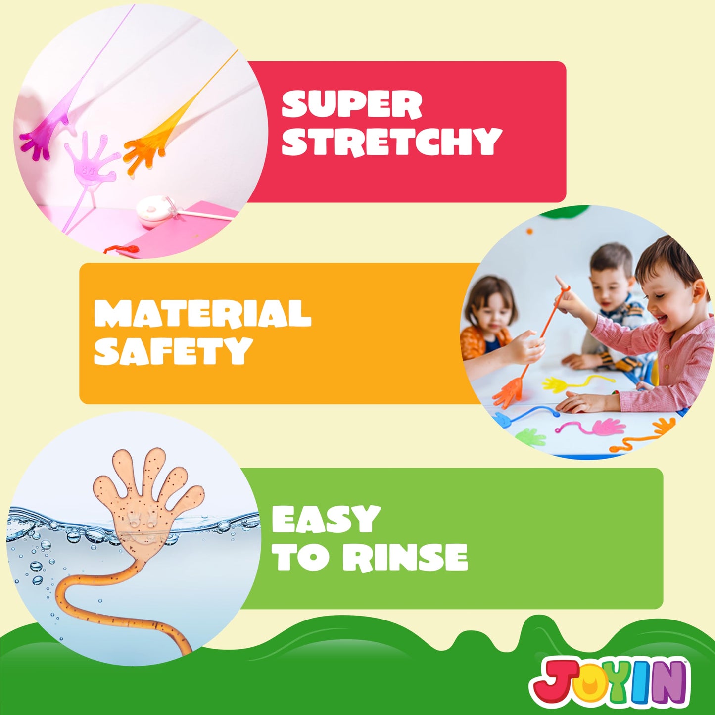 JOYIN Glitter Sticky Hands Party Favors – 240 Pcs Colorful, Non-Toxic Kids' Party Supplies
