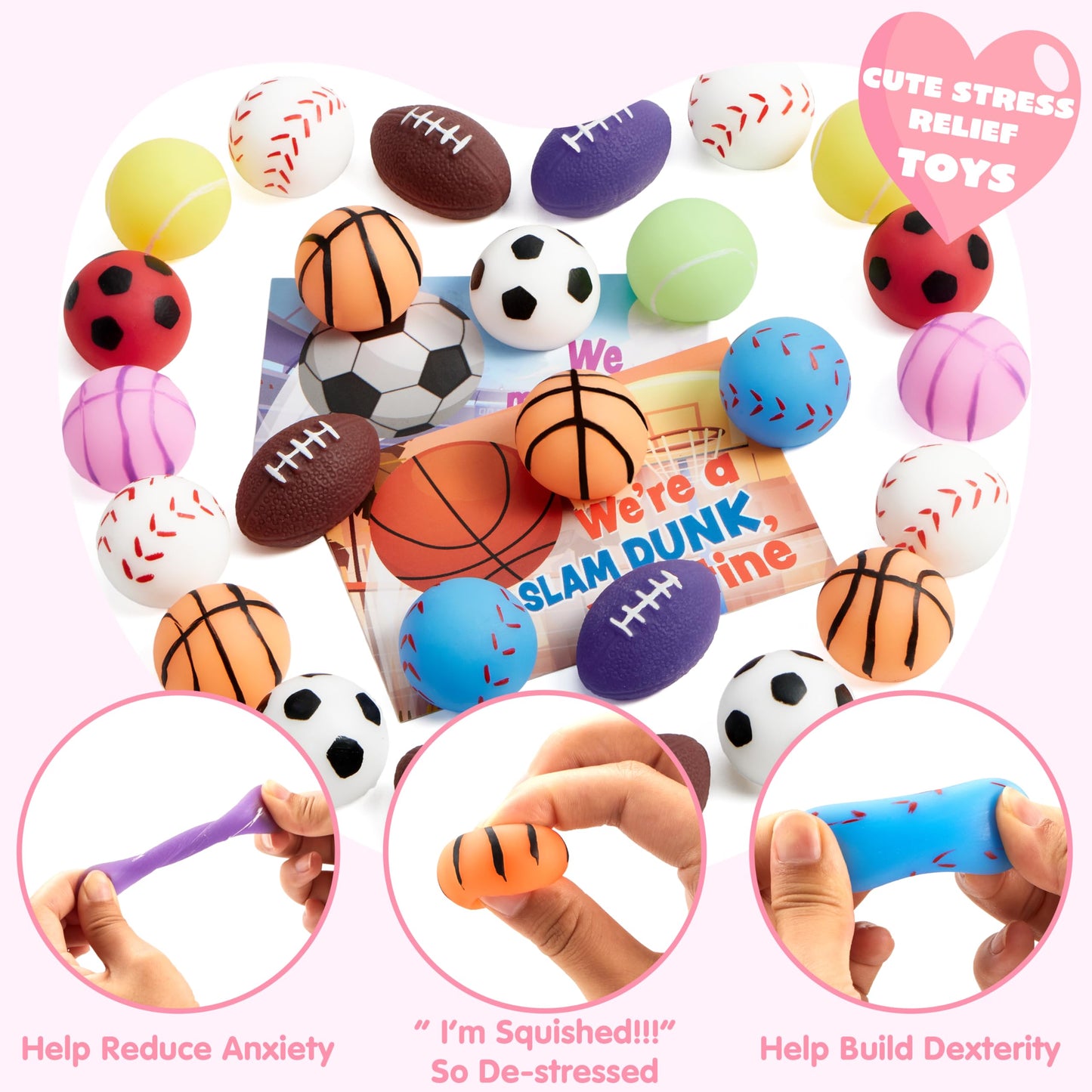 JOYIN 28-Pack Valentines Day Mochi Squishy Gift Cards for Kids