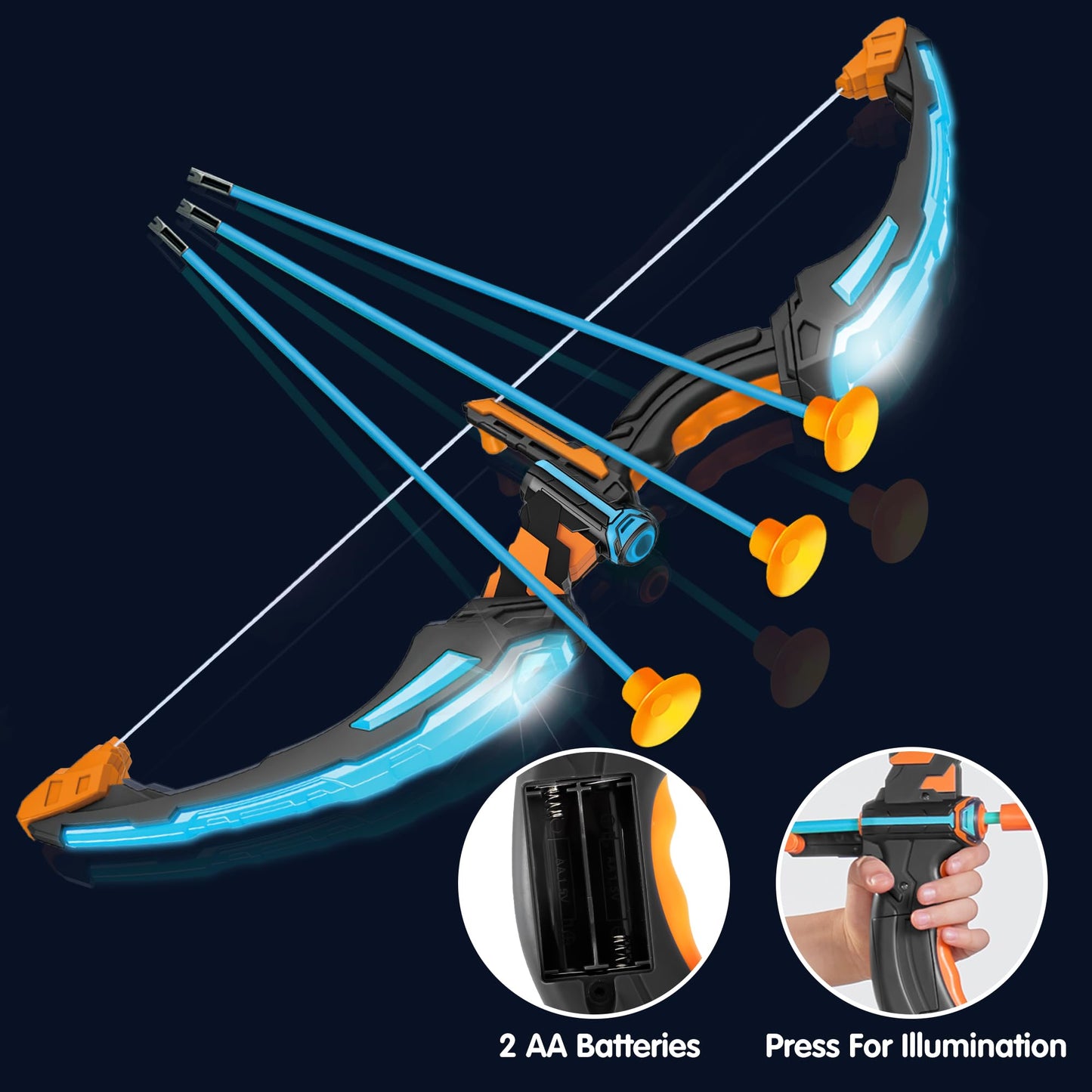 JOYIN LED Bow and Arrow for Kids – Light Up Archery Toy with Suction Arrows, Targets & Case