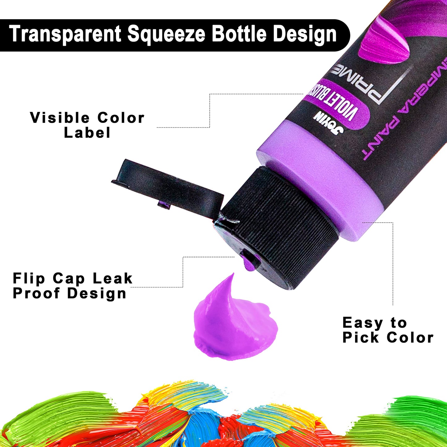 JOYIN Washable Tempera Paint Set for Kids – 42 Colors, 15 Brushes, 4 Palettes, Non-Toxic & Washable