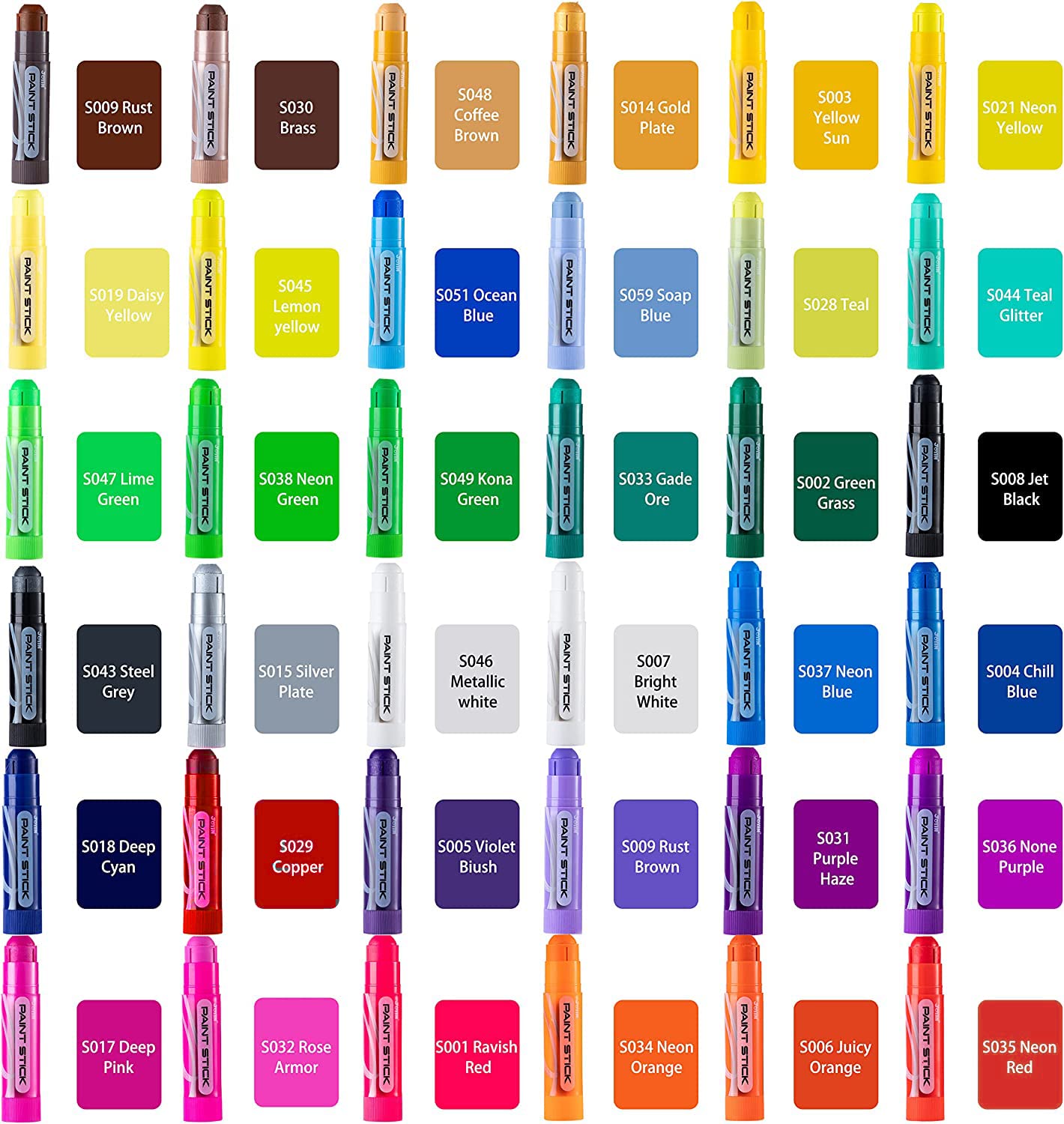 JOYIN 36 Colors Washable Tempera Paint Sticks — Quick-Dry, Mess-Free Kids Art