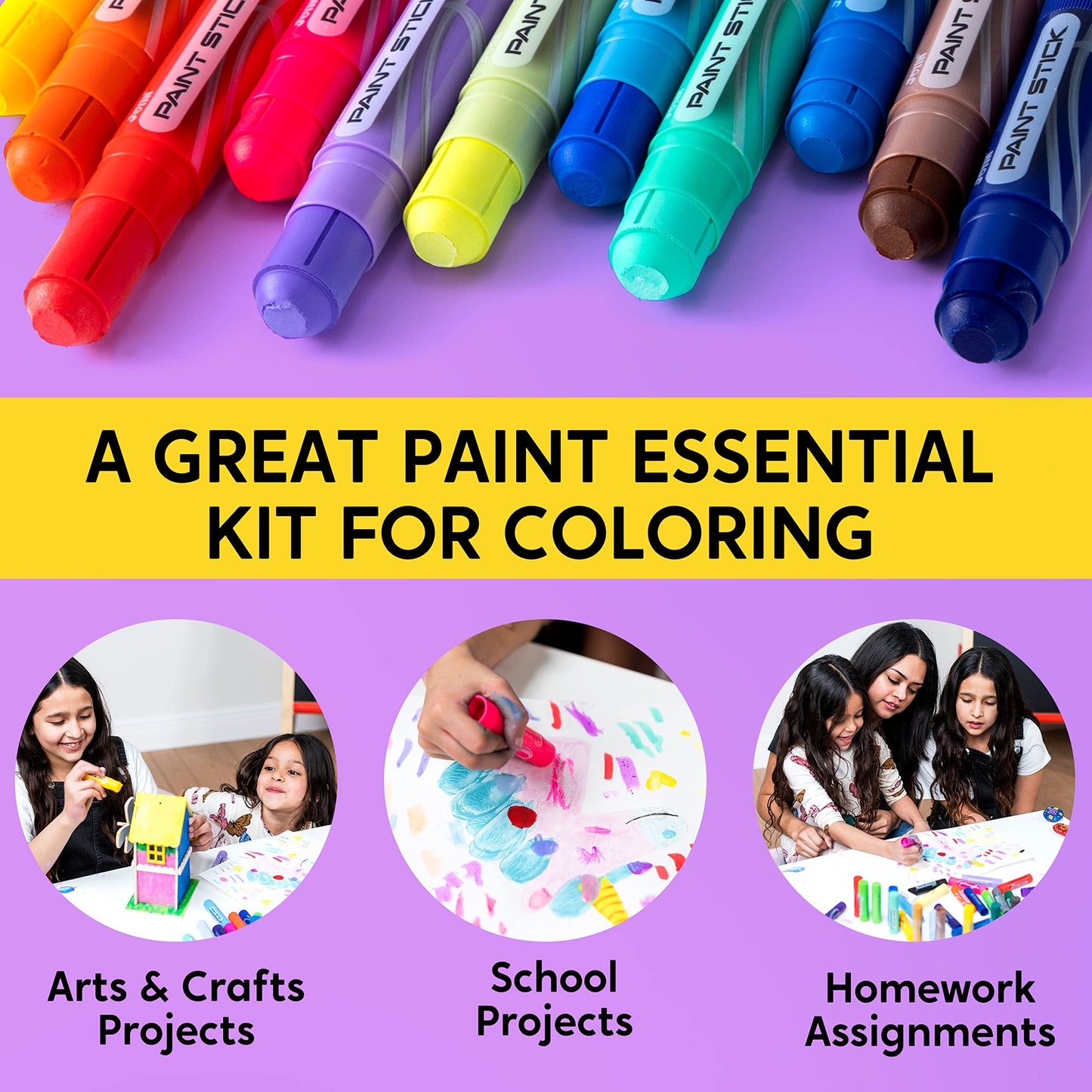 JOYIN 36 Colors Washable Tempera Paint Sticks — Quick-Dry, Mess-Free Kids Art