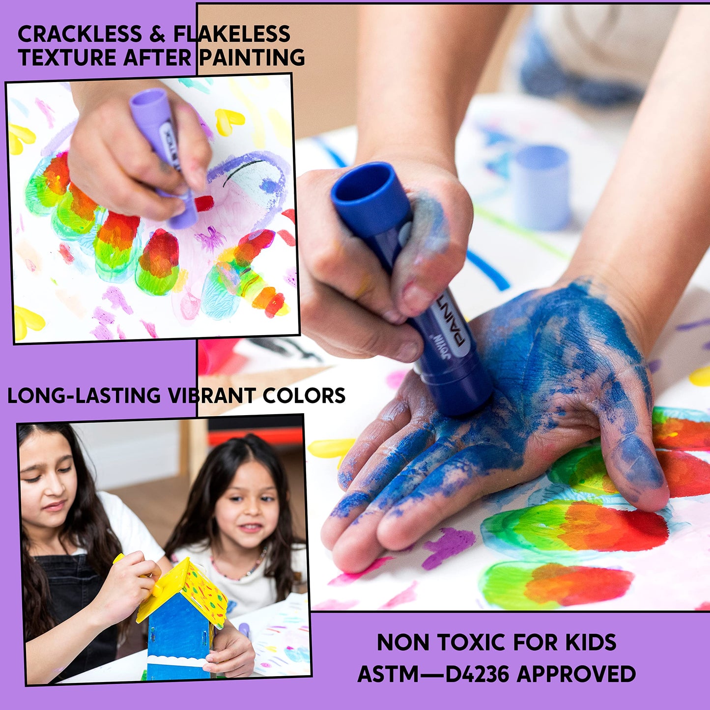 JOYIN 36 Colors Washable Tempera Paint Sticks — Quick-Dry, Mess-Free Kids Art