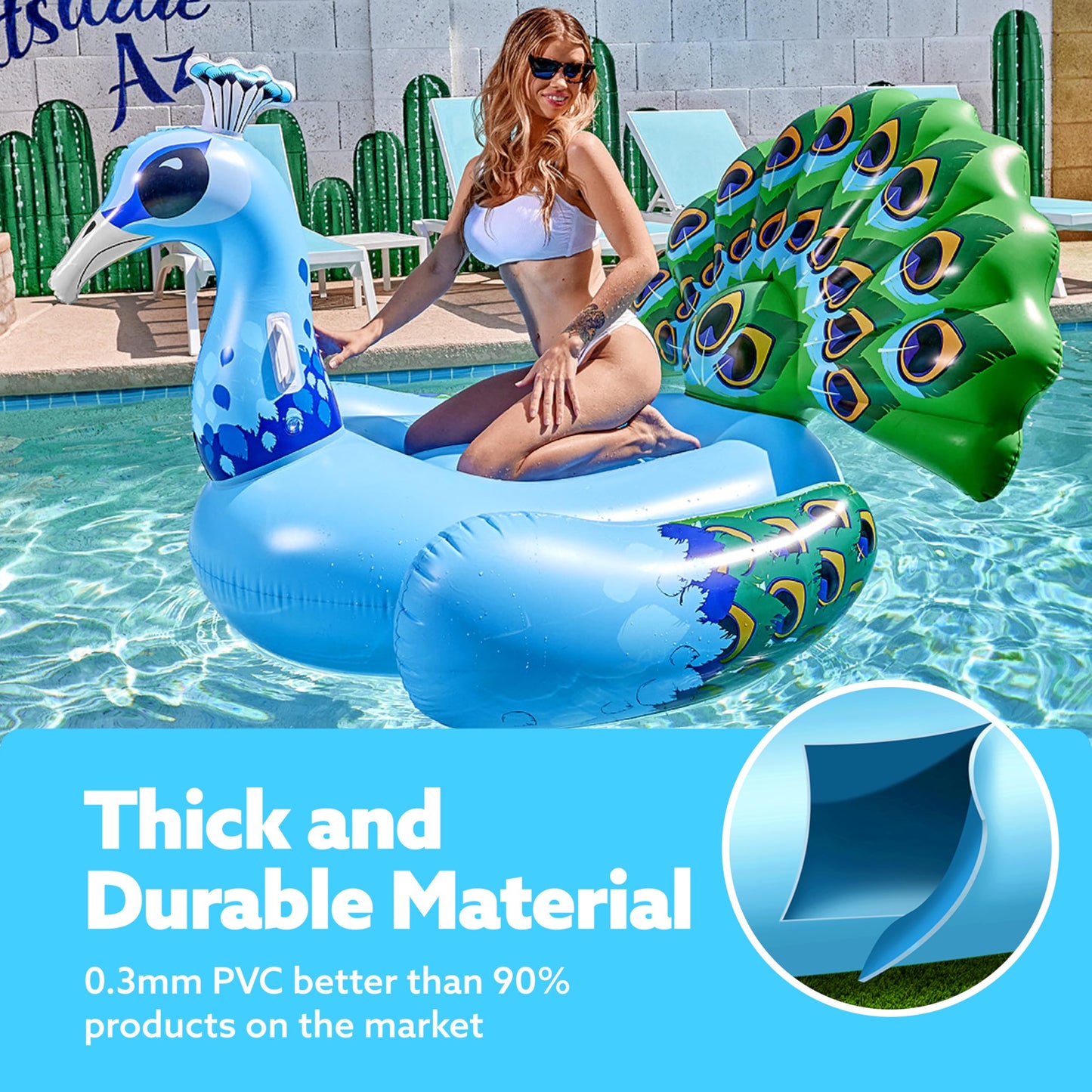 JOYIN Inflatable Peacock Pool Float — Giant Blue Peacock for Adults