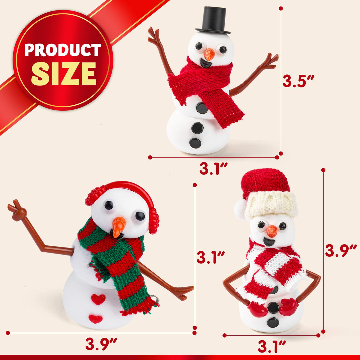 JOYIN Christmas Build a Snowman Craft Kit – 3 Pack DIY Snowman Set