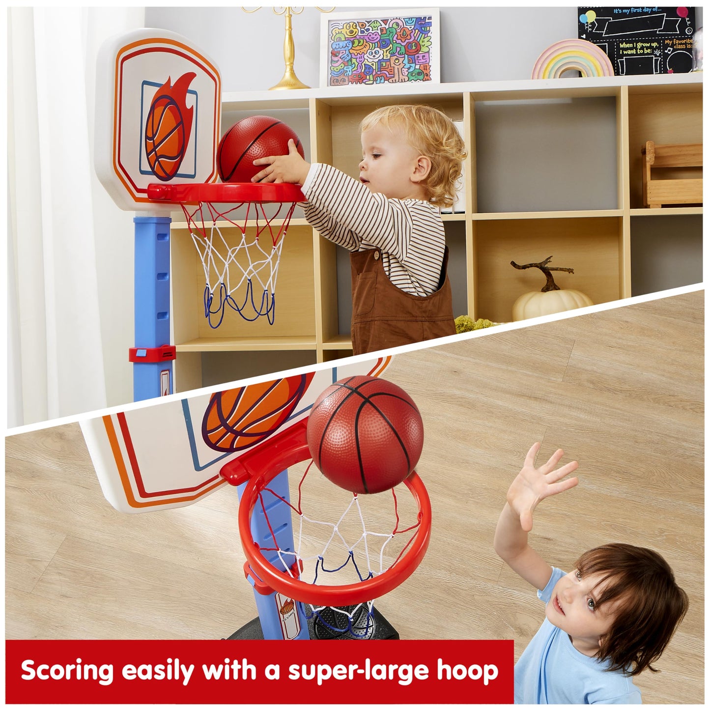 JOYIN Toddler Basketball Hoop Indoor – Adjustable Kids' Basketball Goal with 4 Balls | Safe, Fun Indoor/Outdoor Play