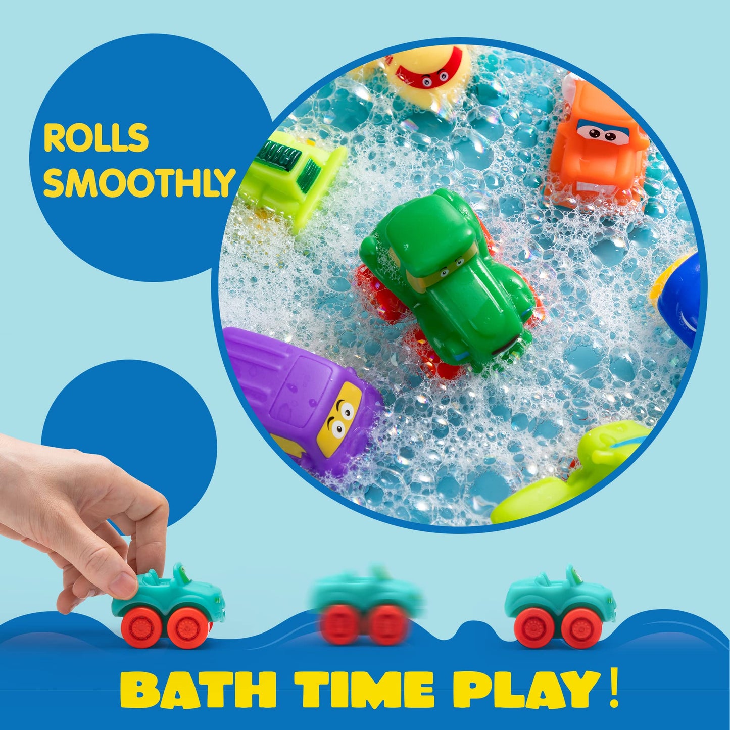 JOYIN Cartoon Cars Bath Toys — Soft Rubber Mini Vehicles for Toddlers