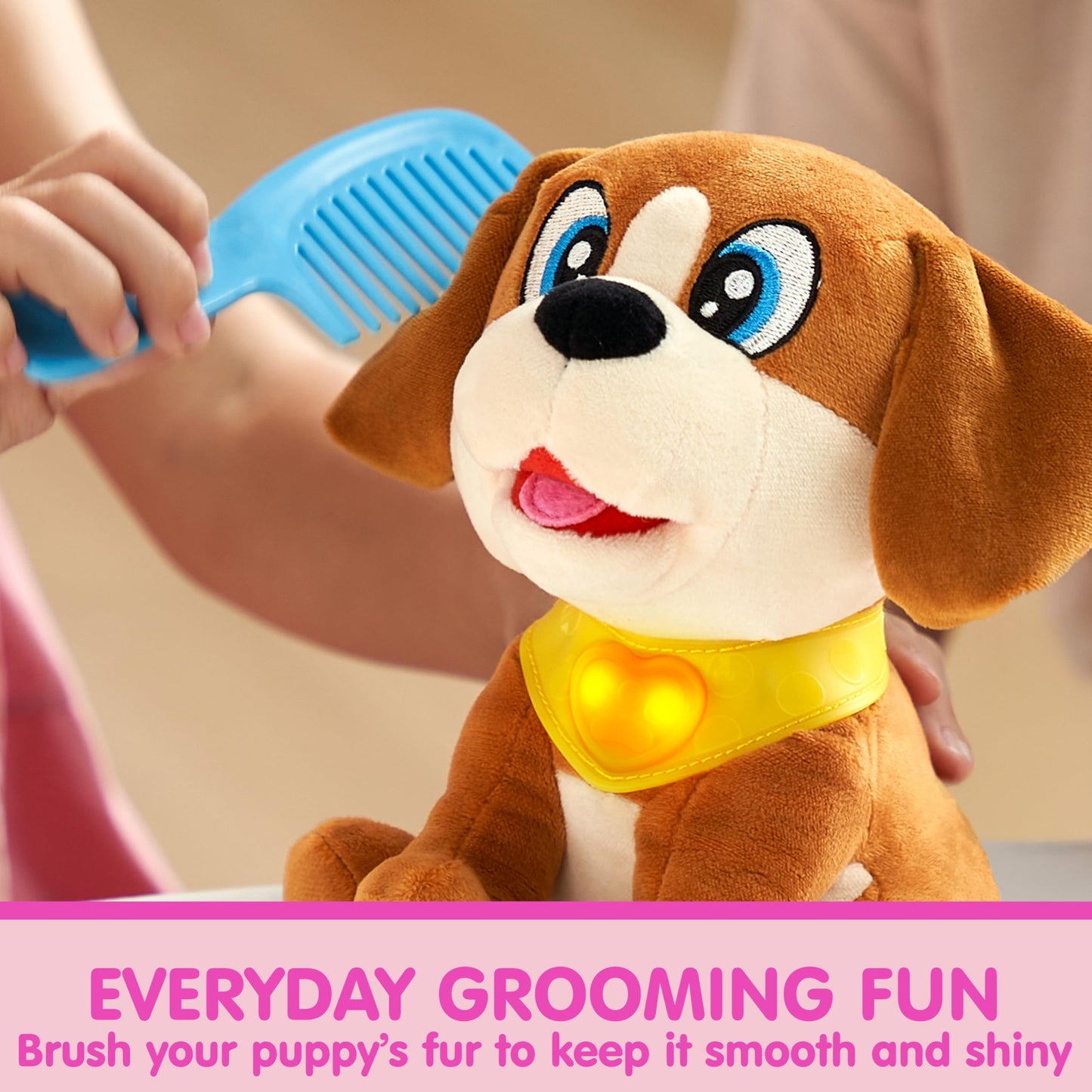 JOYIN Toy Dog for Toddlers – Plush Pet Care Set with Carrier, Lights & Sounds