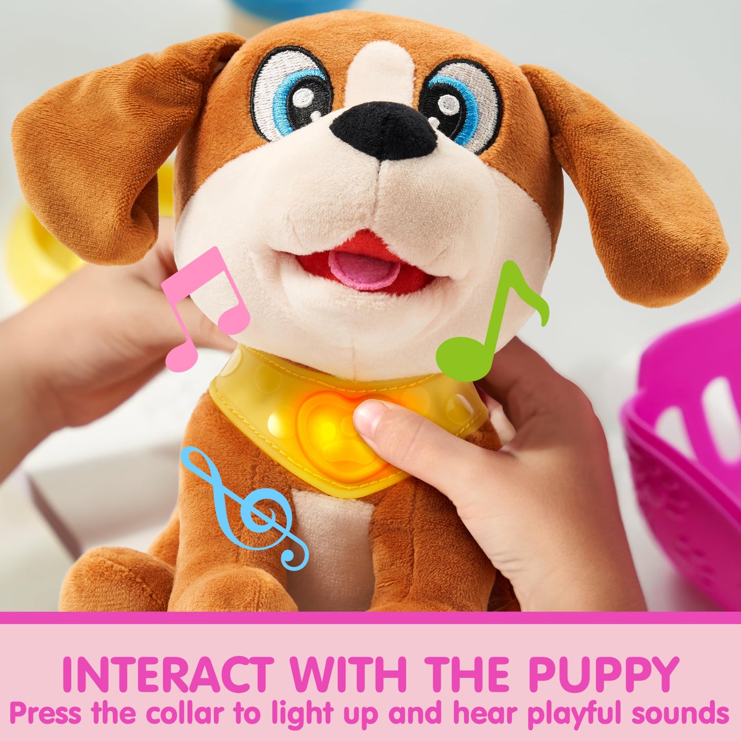 JOYIN Toy Dog for Toddlers – Plush Pet Care Set with Carrier, Lights & Sounds