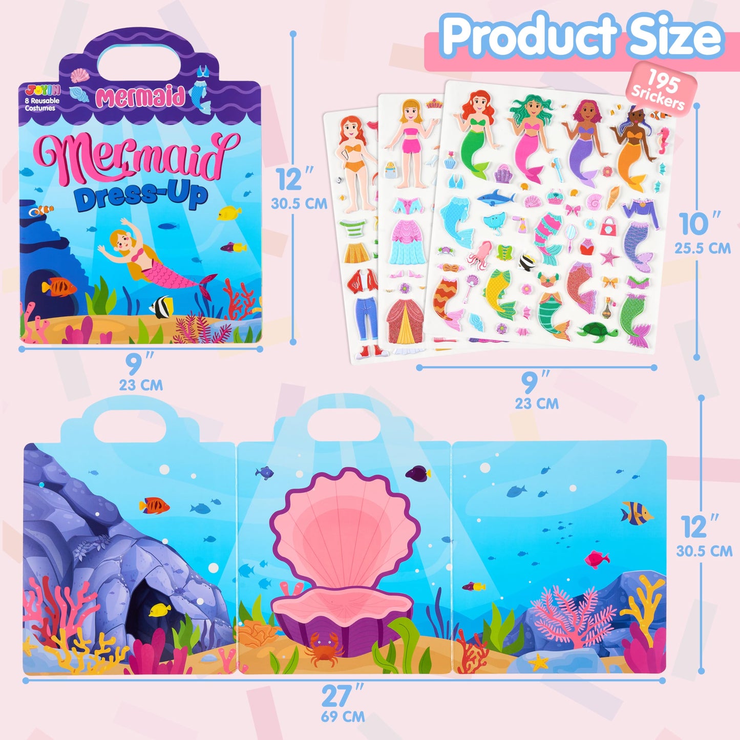 JOYIN 3 Sets Dress-Up Reusable Sticker Book for Toddlers | 3D Stickers | Travel Activity Toys