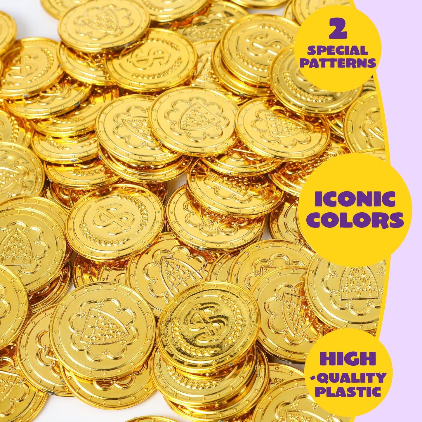 JOYIN 100 PCS St. Patrick's Day Coins – Plastic Gold Doubloons for Treasure Hunts, Party Favors & Decor
