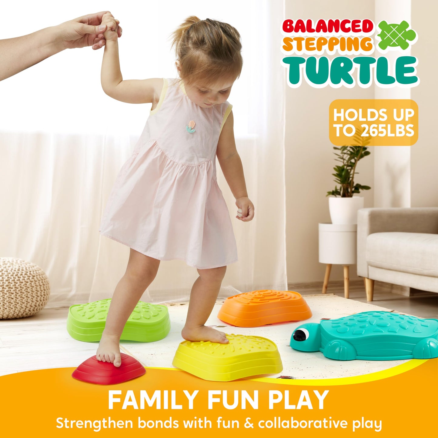 JOYIN 5 Pcs Turtle Balance Stepping Stones – Indoor Outdoor Kids Obstacle Course & Coordination Toy