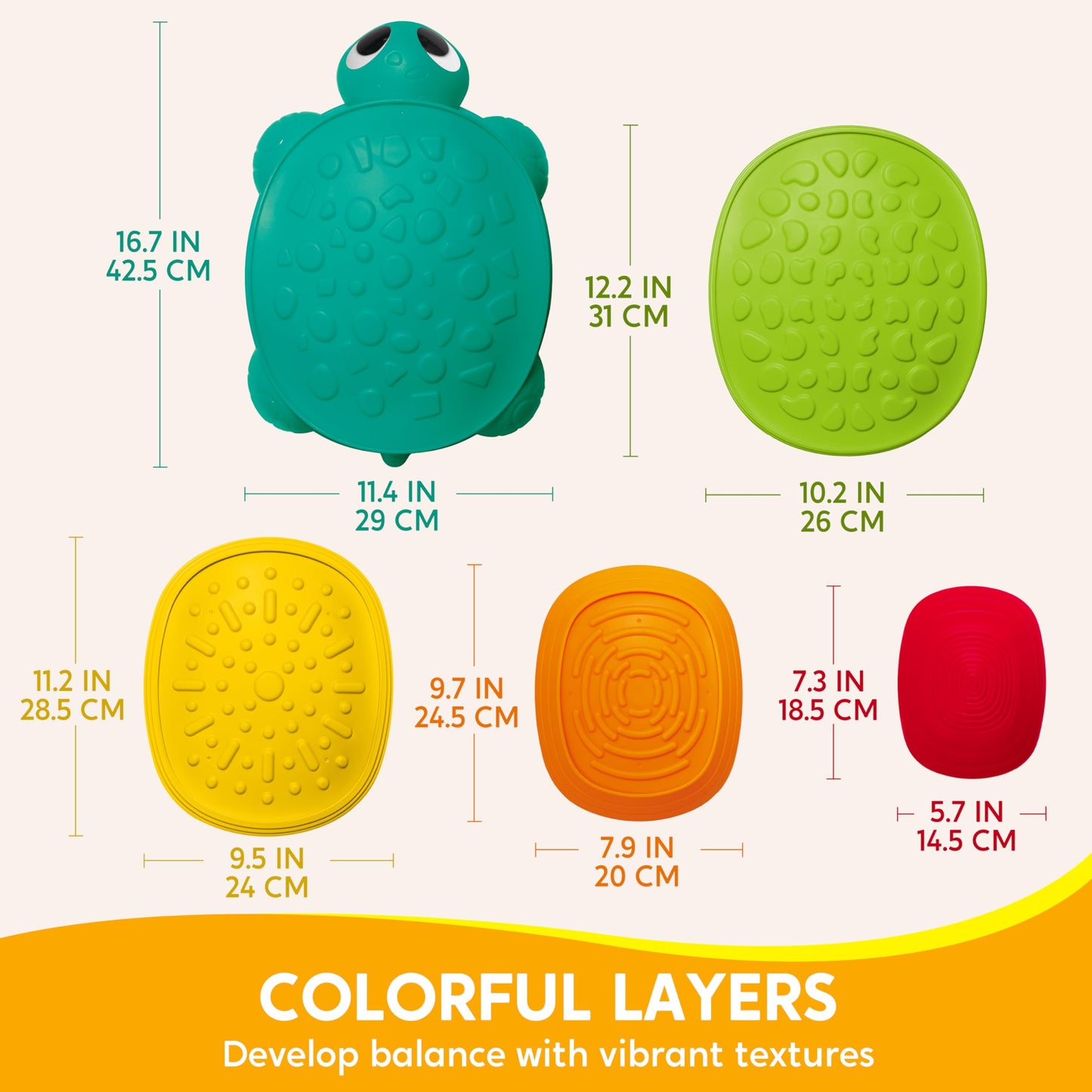 JOYIN 5 Pcs Turtle Balance Stepping Stones – Indoor Outdoor Kids Obstacle Course & Coordination Toy