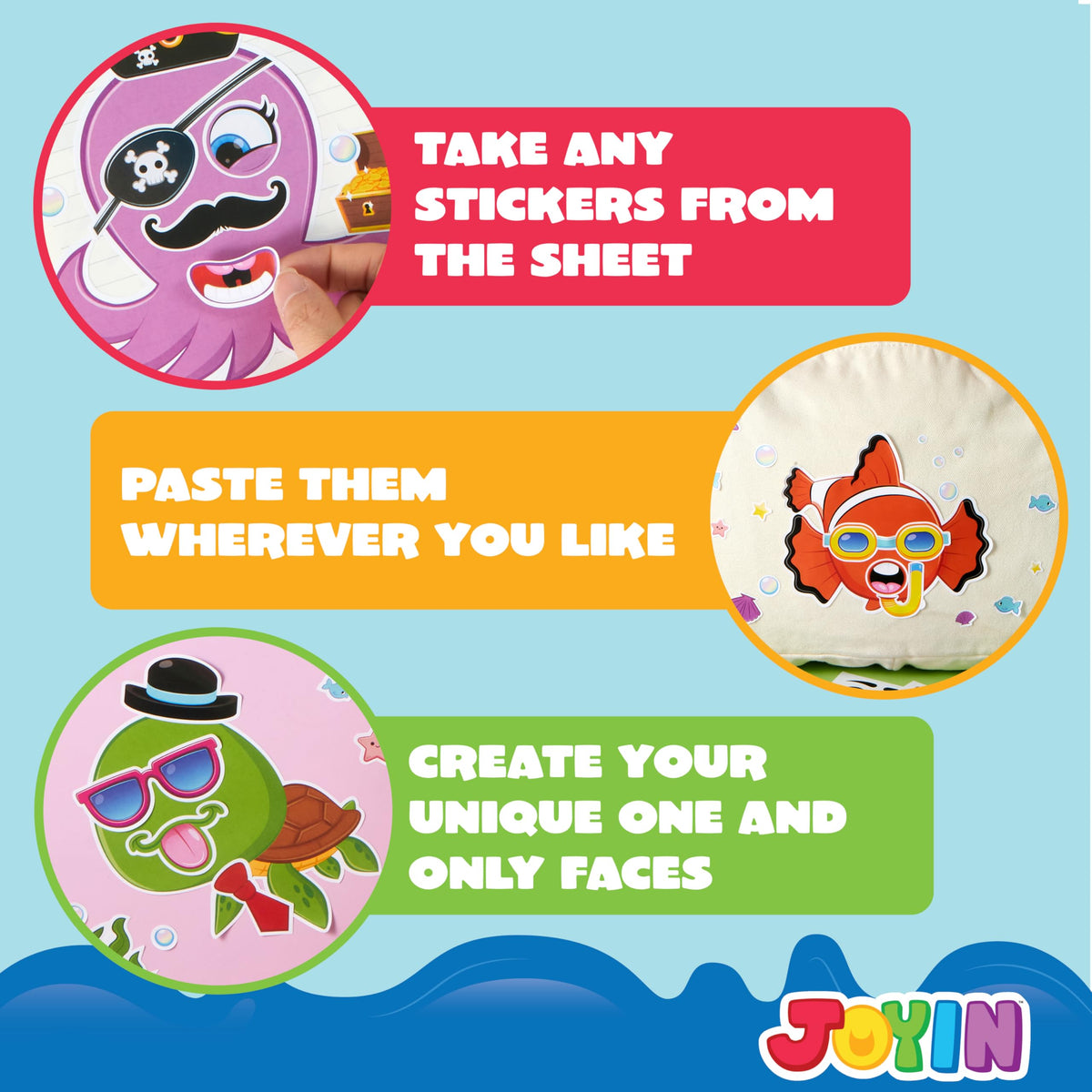 JOYIN 36 Sheets Make a Face Stickers for Kids – Unicorn, Dinosaur, Sea & Safari Animals | Party Favors & Crafts