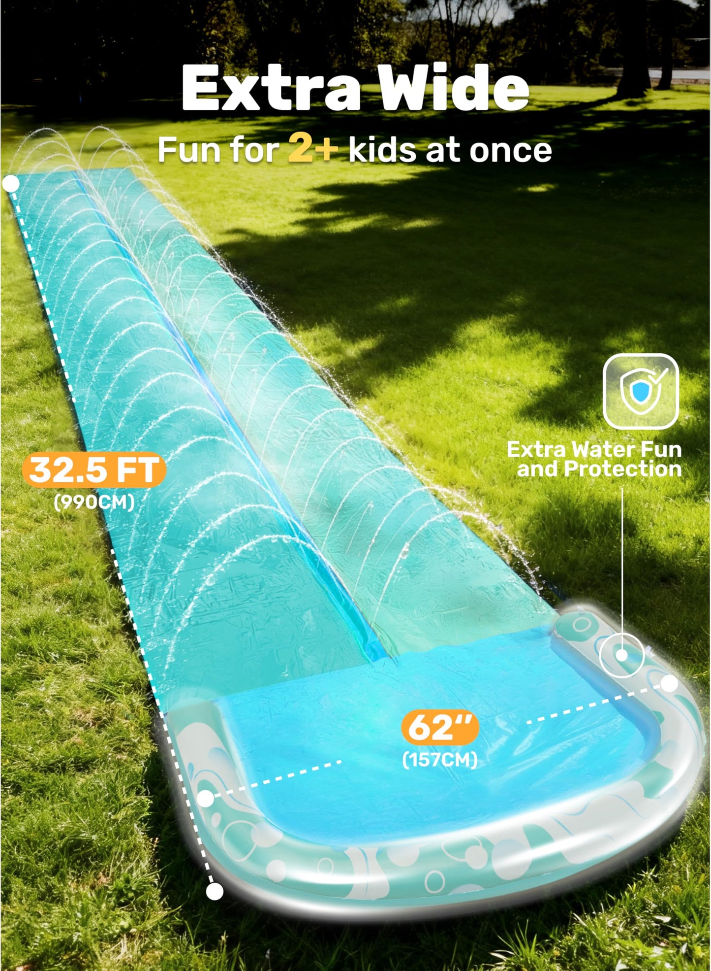 JOYIN 32.5FT Water Slide with 2 Inflatable Boards – Double Lawn Waterslide