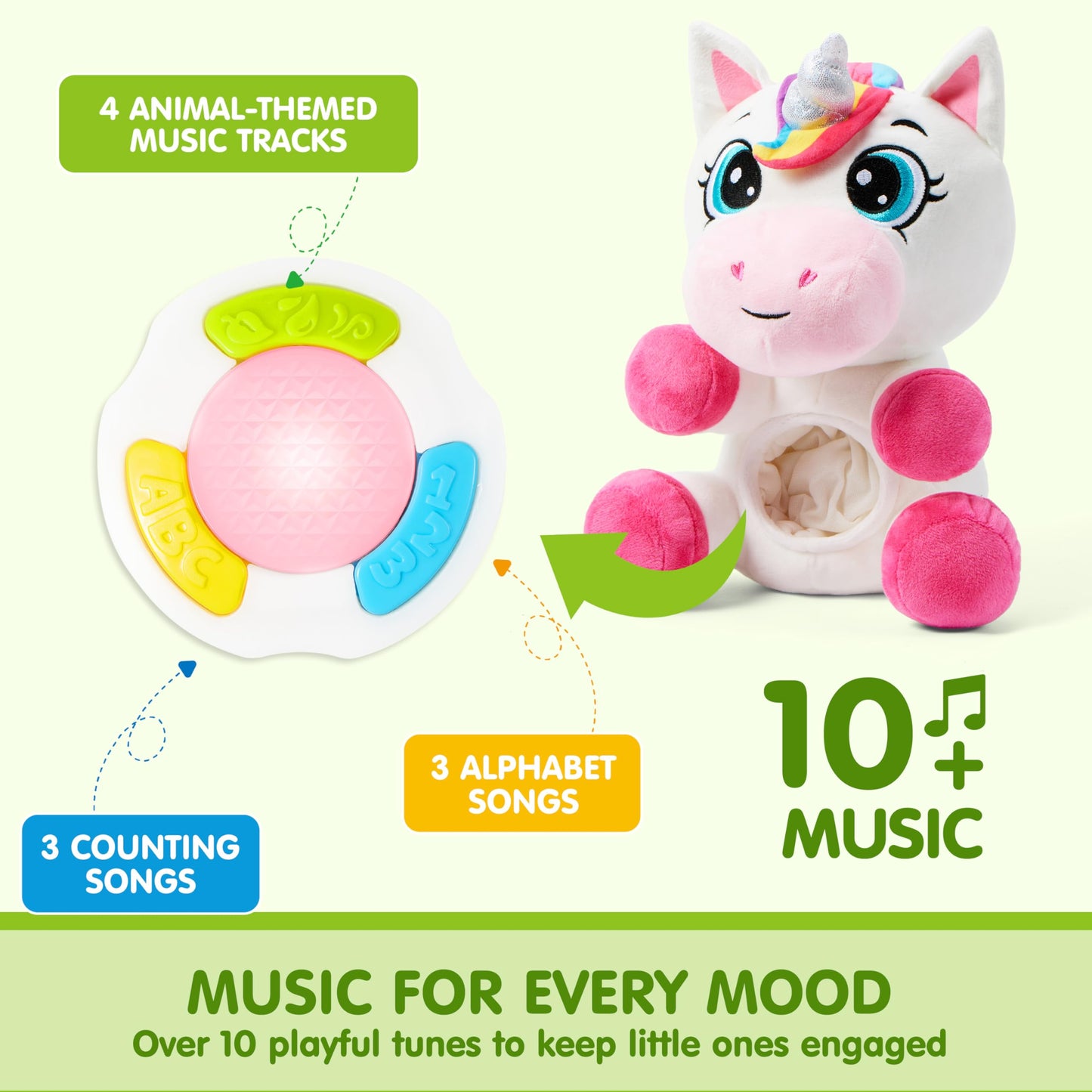 JOYIN Musical Unicorn Plush Toy – Baby Toy with Music & Light for Infants 6+ Months