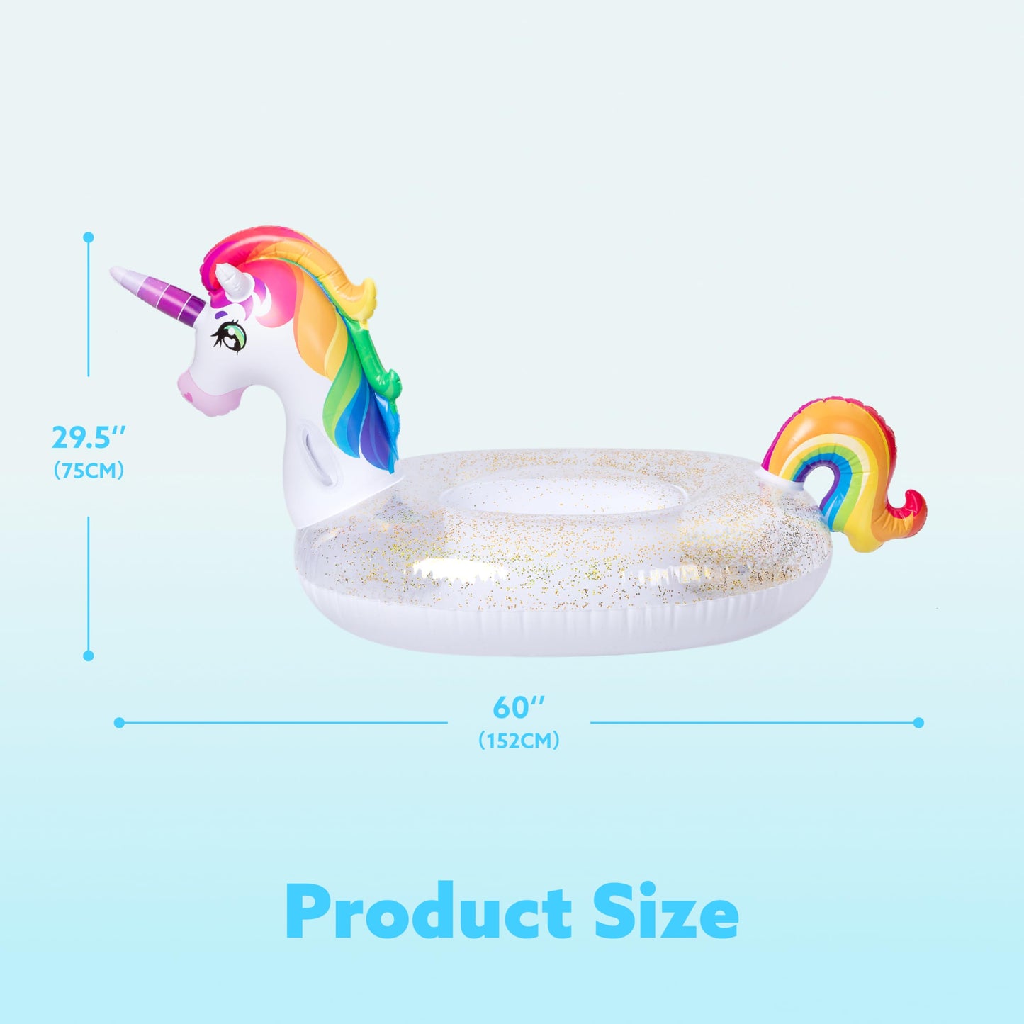 JOYIN Unicorn Pool Float for Kids — Sparkly Glitter Rainbow Ride-On