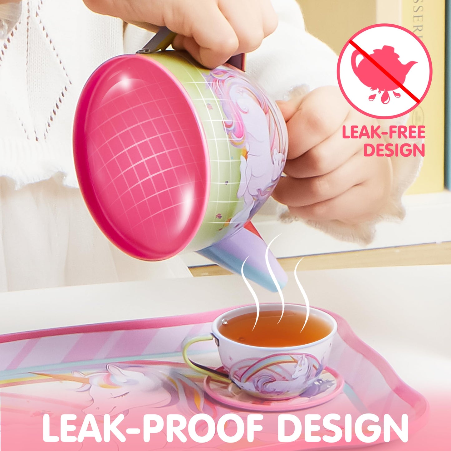 JOYIN 35-Pc Unicorn Tea Party Set for Kids – Pretend Teapot & Accessories