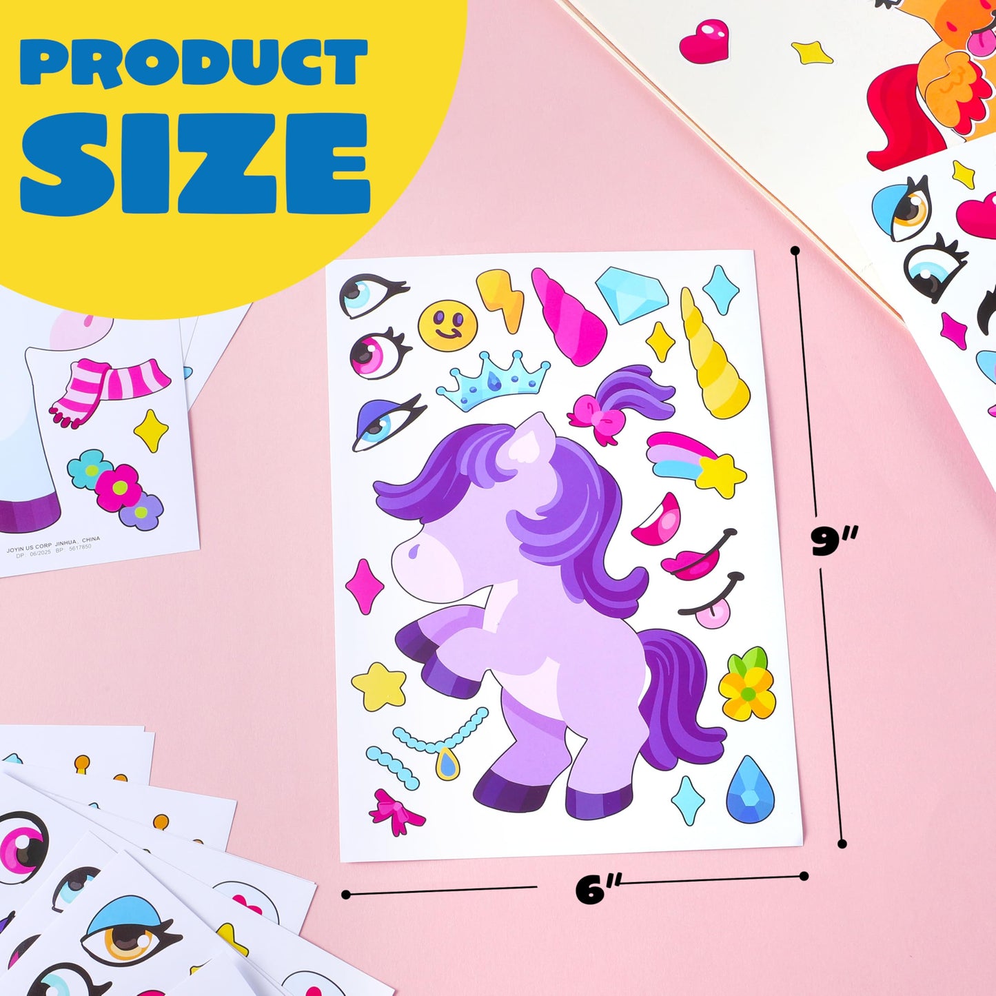 JOYIN Make-a-Face St ickers – 24 Sheets (9x6in), Unicorn Party Decor & Kids Craft