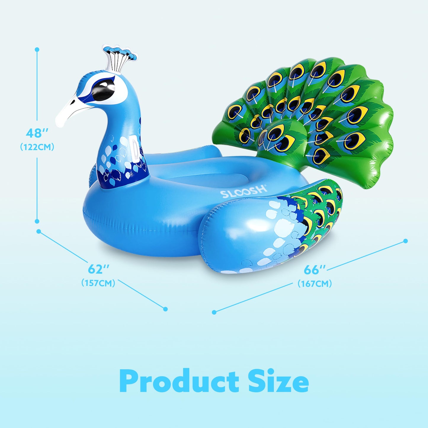 JOYIN Inflatable Peacock Pool Float — Giant Blue Peacock for Adults