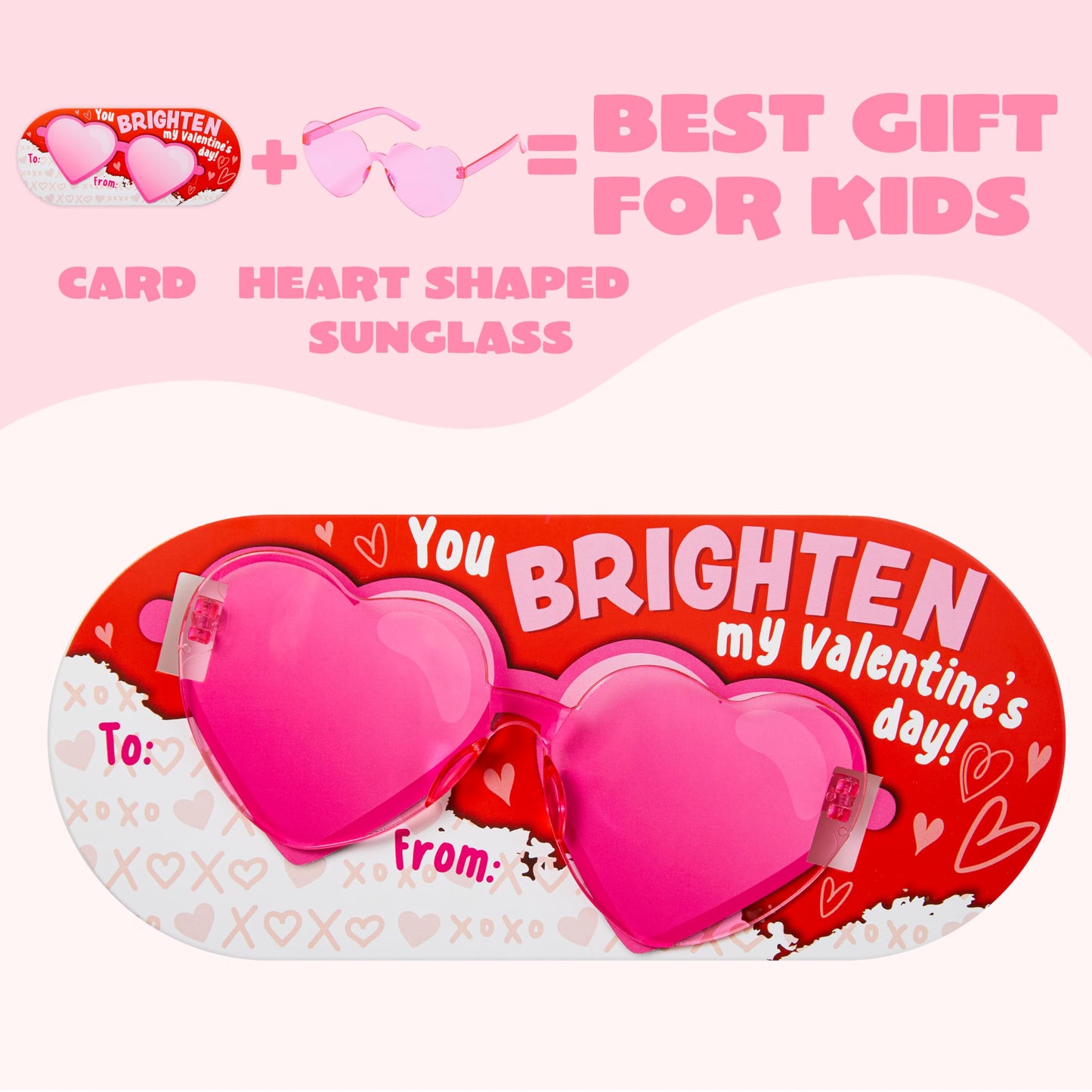 JOYIN 28 Packs Valentines Day Heart Shaped Sunglasses with Cards – Classroom Gifts & Party Favors