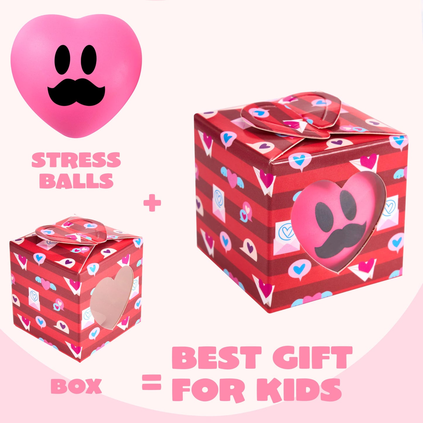 JOYIN 28 Pcs Valentine Heart Stress Balls with Gift Boxes – Classroom Rewards & Party Favors