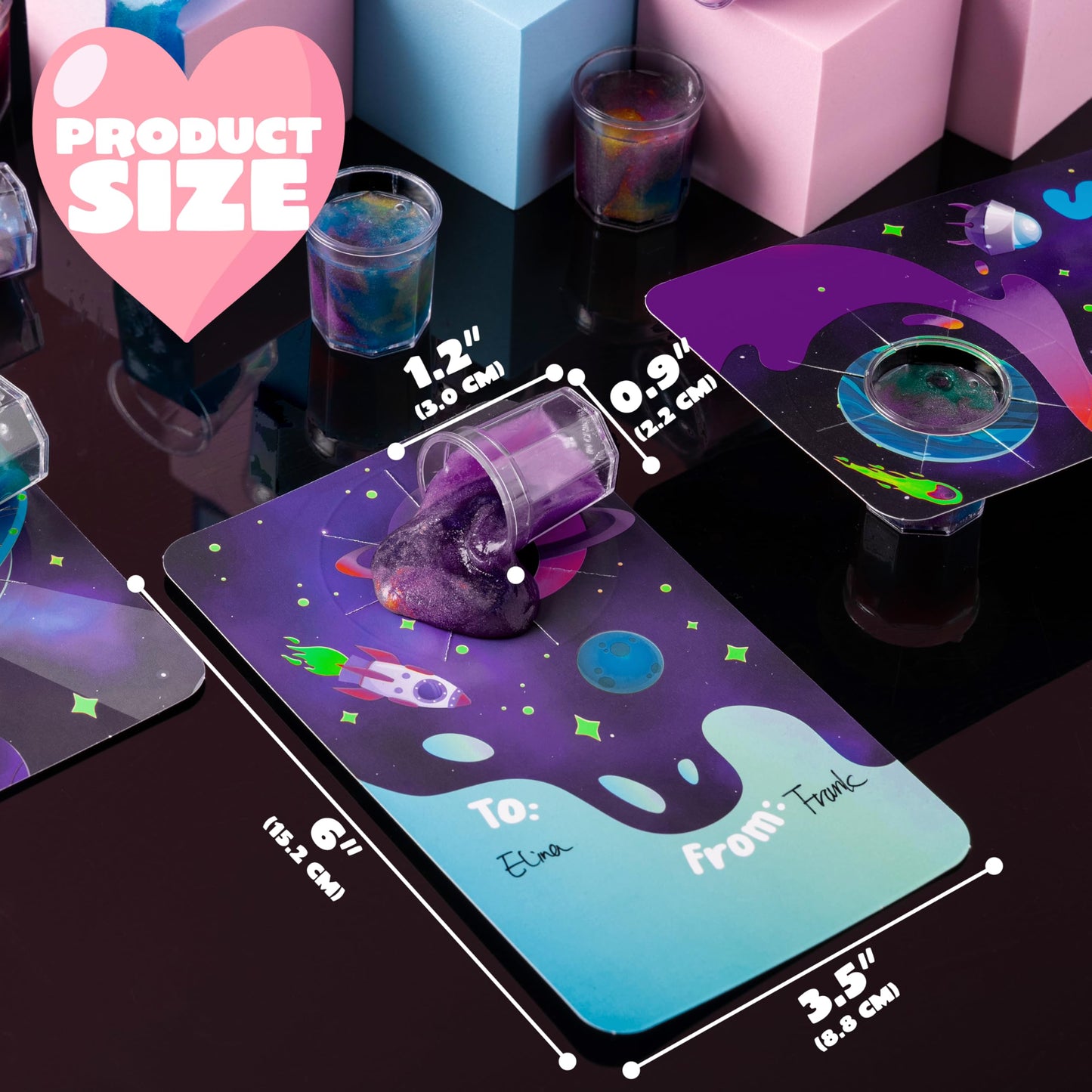 JOYIN 30 Pcs Valentine Gift Cards with Galaxy Slime – Kids' Fidget Toys & Classroom Prizes