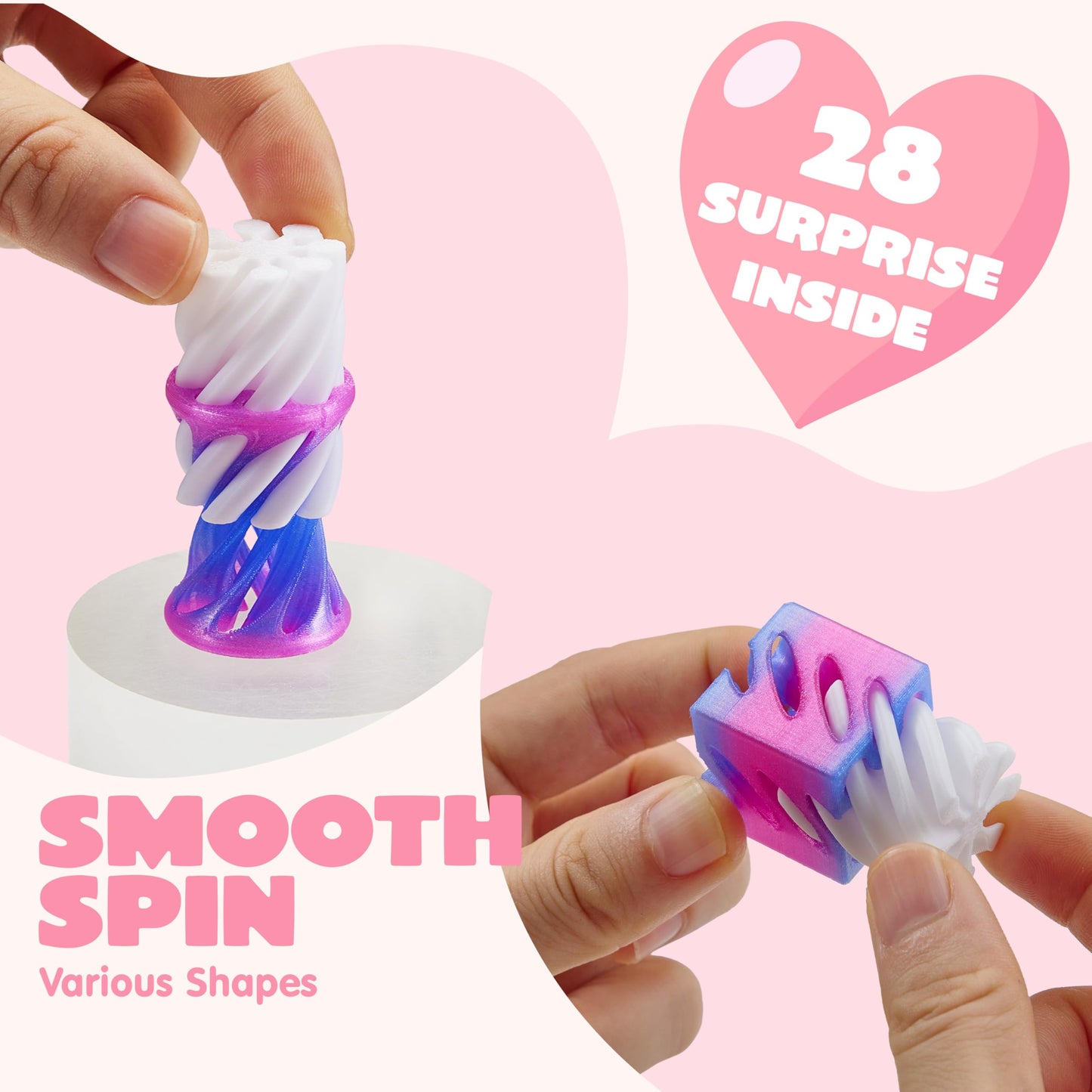 JOYIN 28 Pcs Valentines Day Gift: Impossible Spiral Cone Fidget Toy with Cards