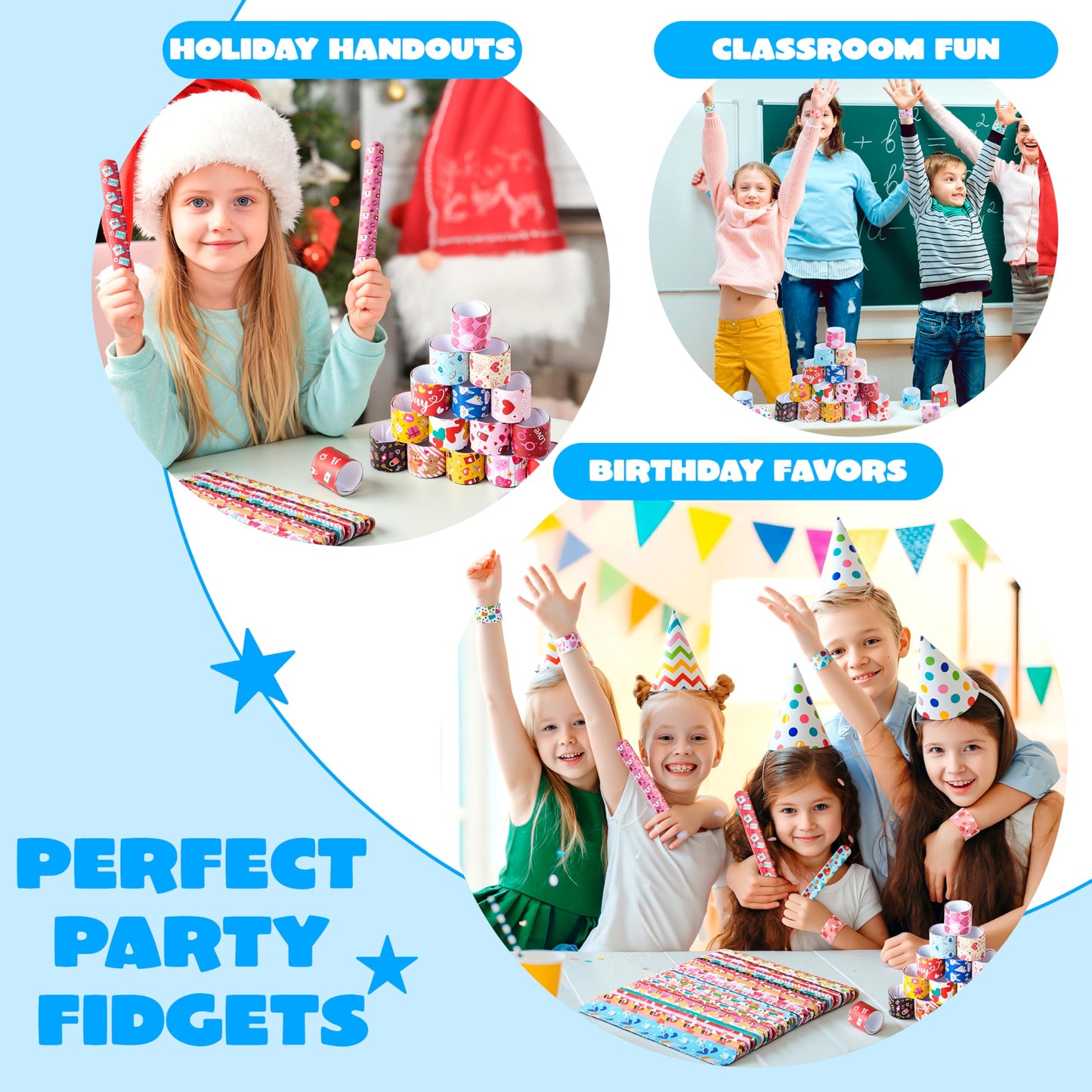 JOYIN 48 Pcs Valentine Slap Bracelets Bulk – Kids Classroom Gifts
