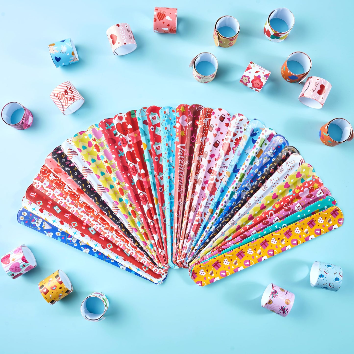JOYIN 48 Pcs Valentine Slap Bracelets Bulk – Kids Classroom Gifts