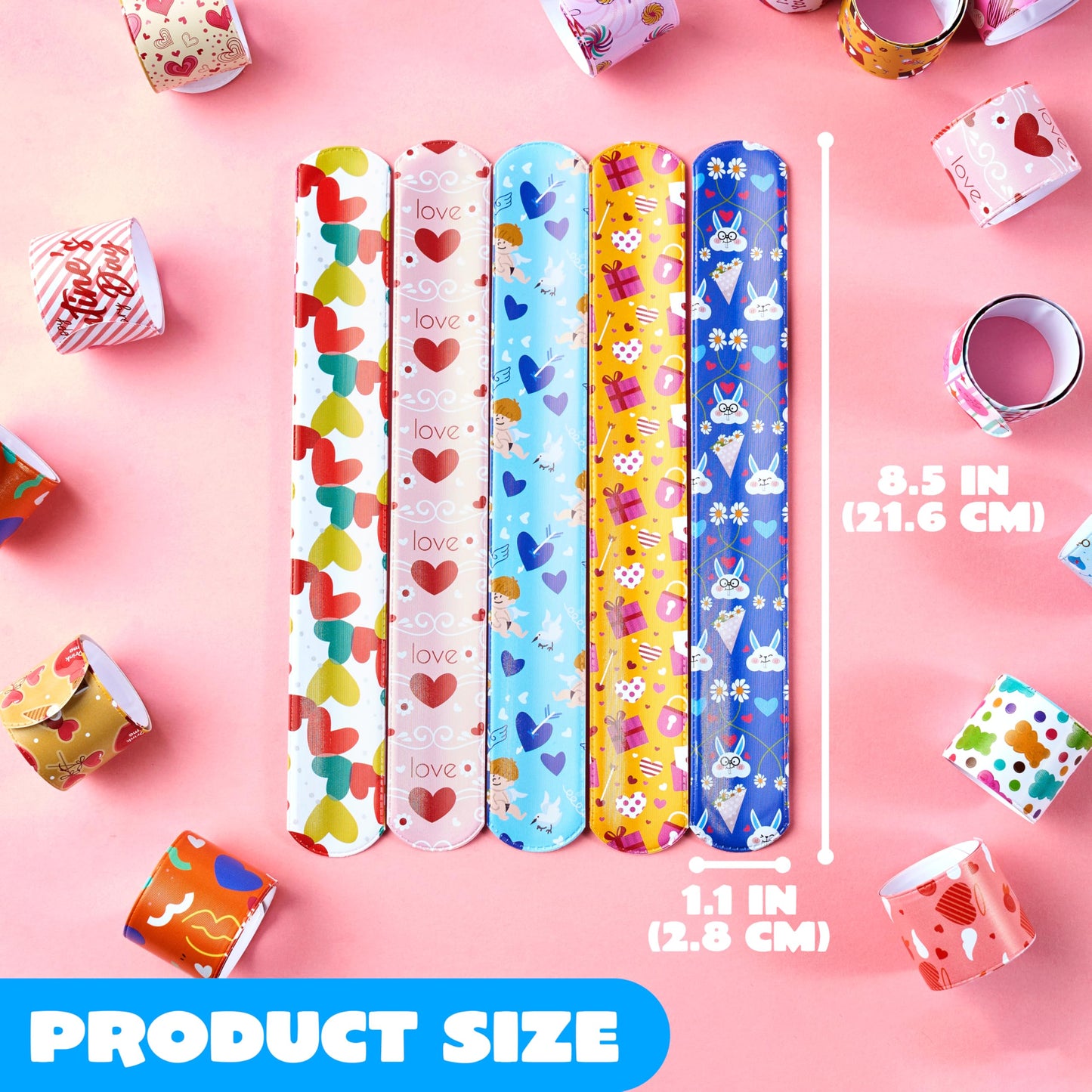 JOYIN 48 Pcs Valentine Slap Bracelets Bulk – Kids Classroom Gifts