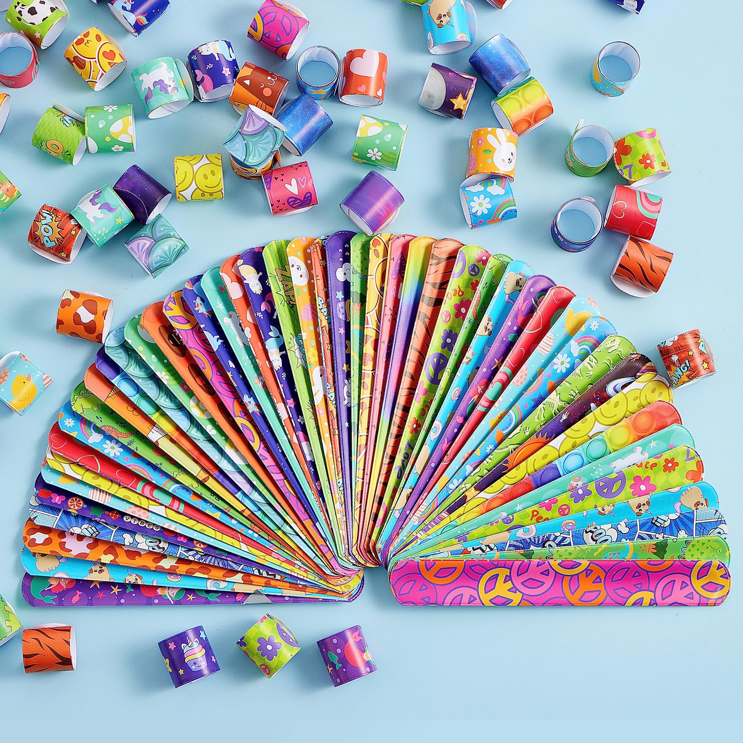 JOYIN 48 Pcs Valentine Slap Bracelets for Kids – Animal, Heart & Galaxy Wristbands | Party Favors & Classroom Prizes