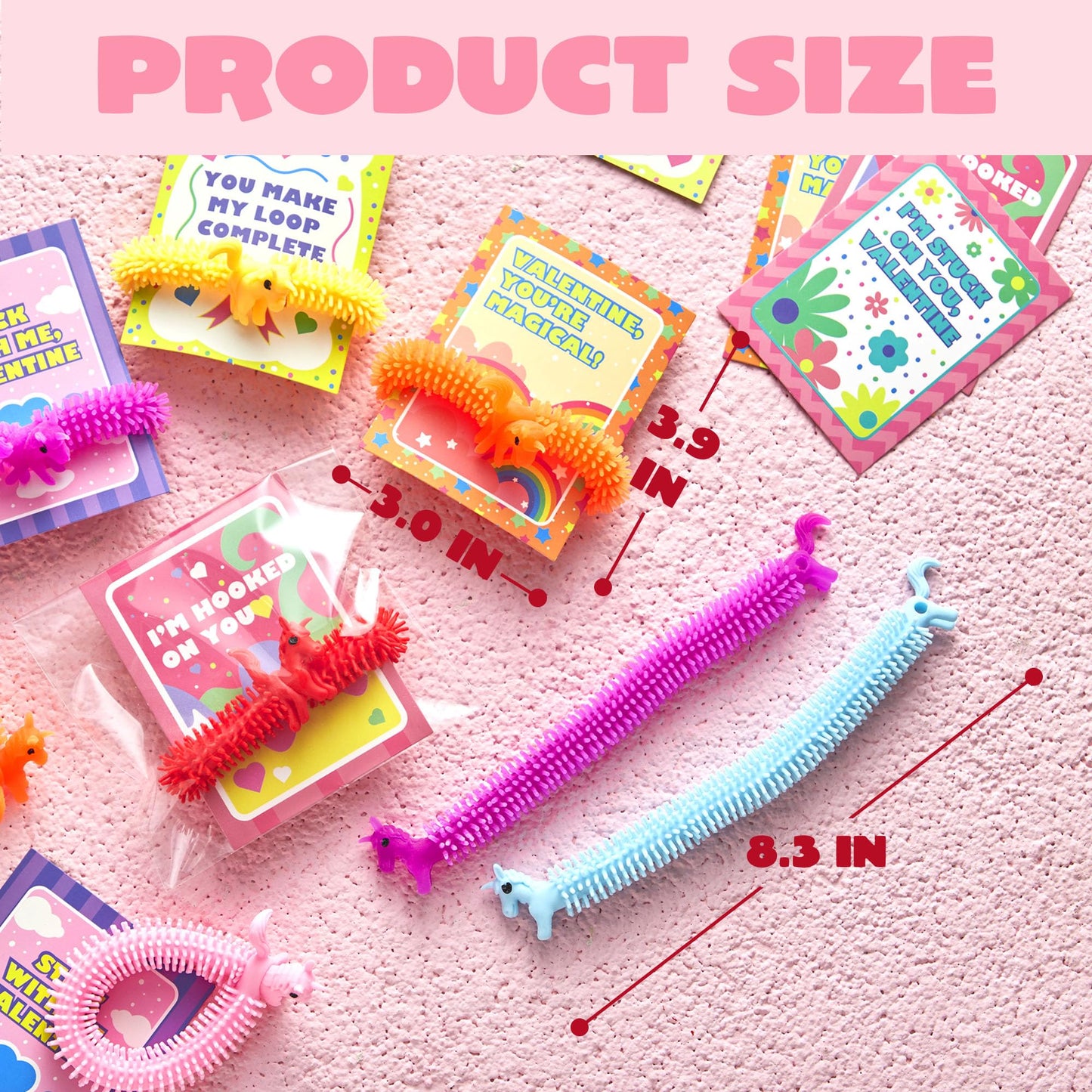 JOYIN 30 Pcs Valentine's Gift Cards & Stretchy String Toys Set | Unicorn Noodle Toys