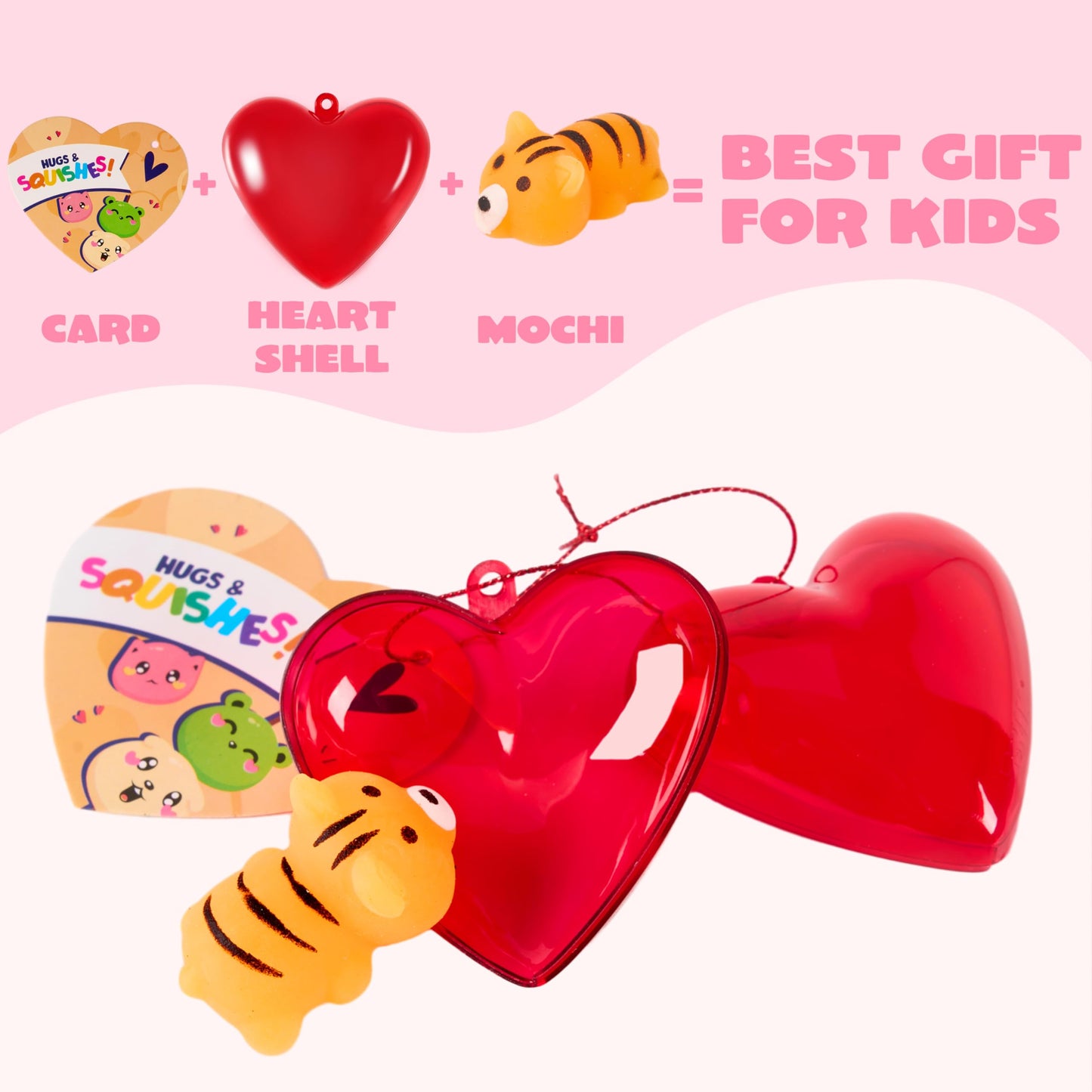 JOYIN 30 Packs Valentines Day Gifts for Kids – Animal Mochi Squishy Toys with Heart Cards