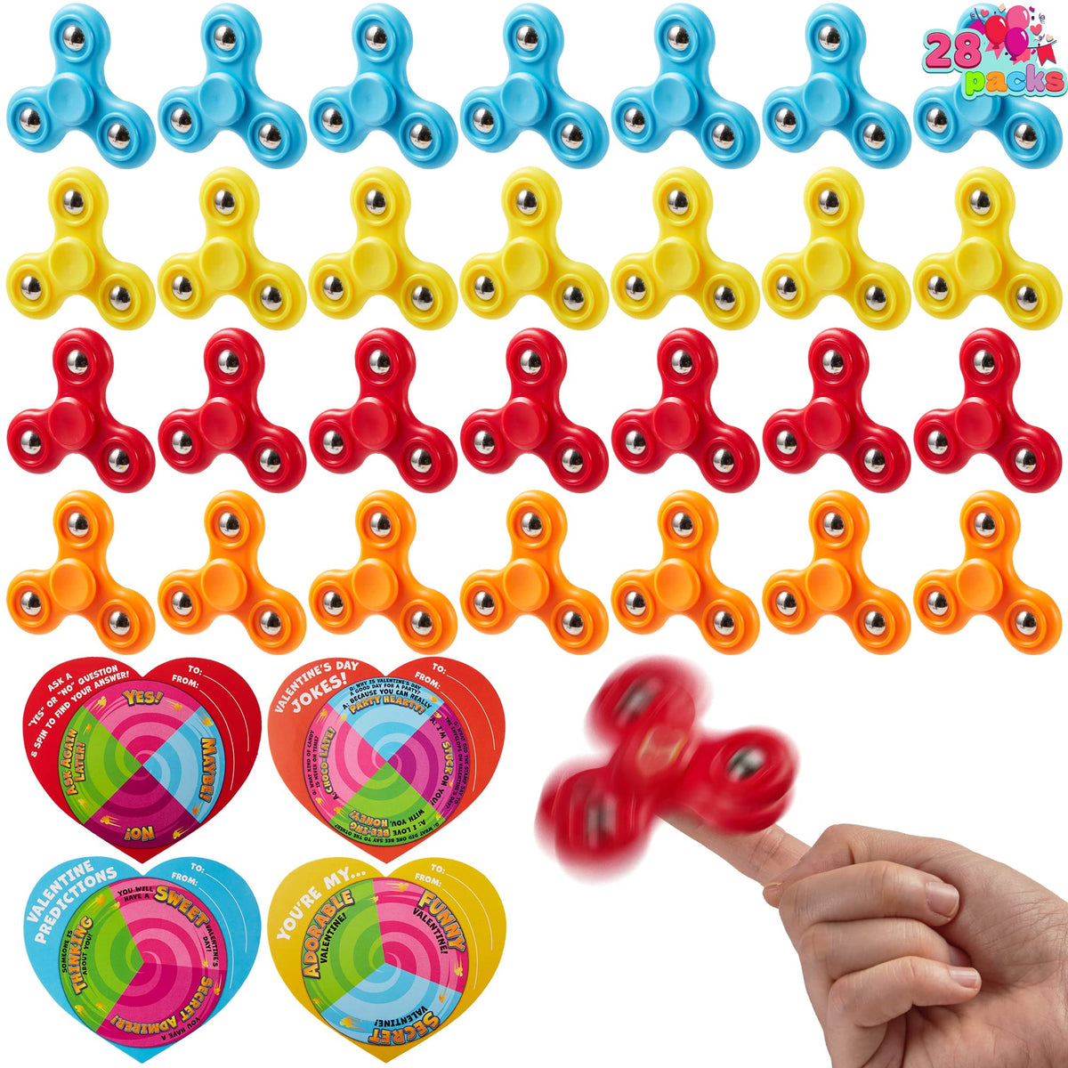 JOYIN 28 PCS Valentine Gift Cards with Fidget Spinner – Party Favors