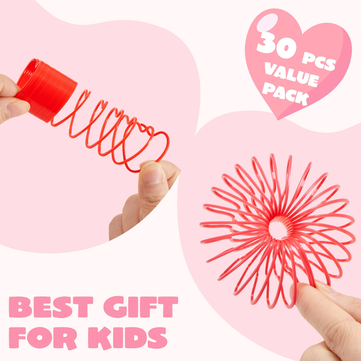 JOYIN 30-Pack Valentine Heart Coil Springs – Fidget Toys for Kids, Classroom Prizes