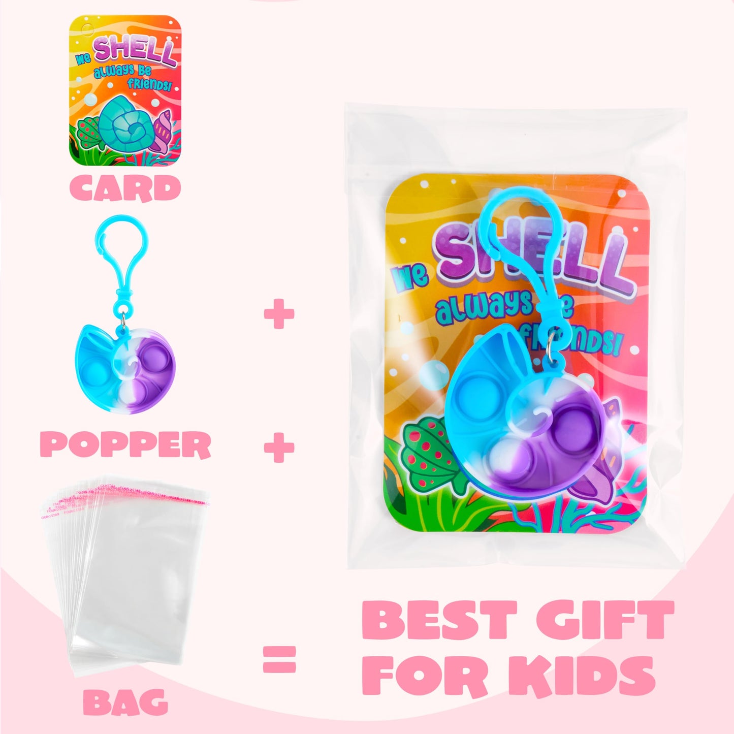 JOYIN 30-Pack Valentine Cards with Sea Animal Bubble Pop Keychains | Classroom Favors