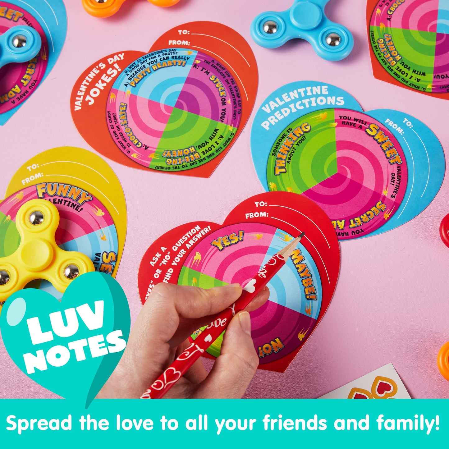 JOYIN 28 PCS Valentine Gift Cards with Fidget Spinner – Party Favors