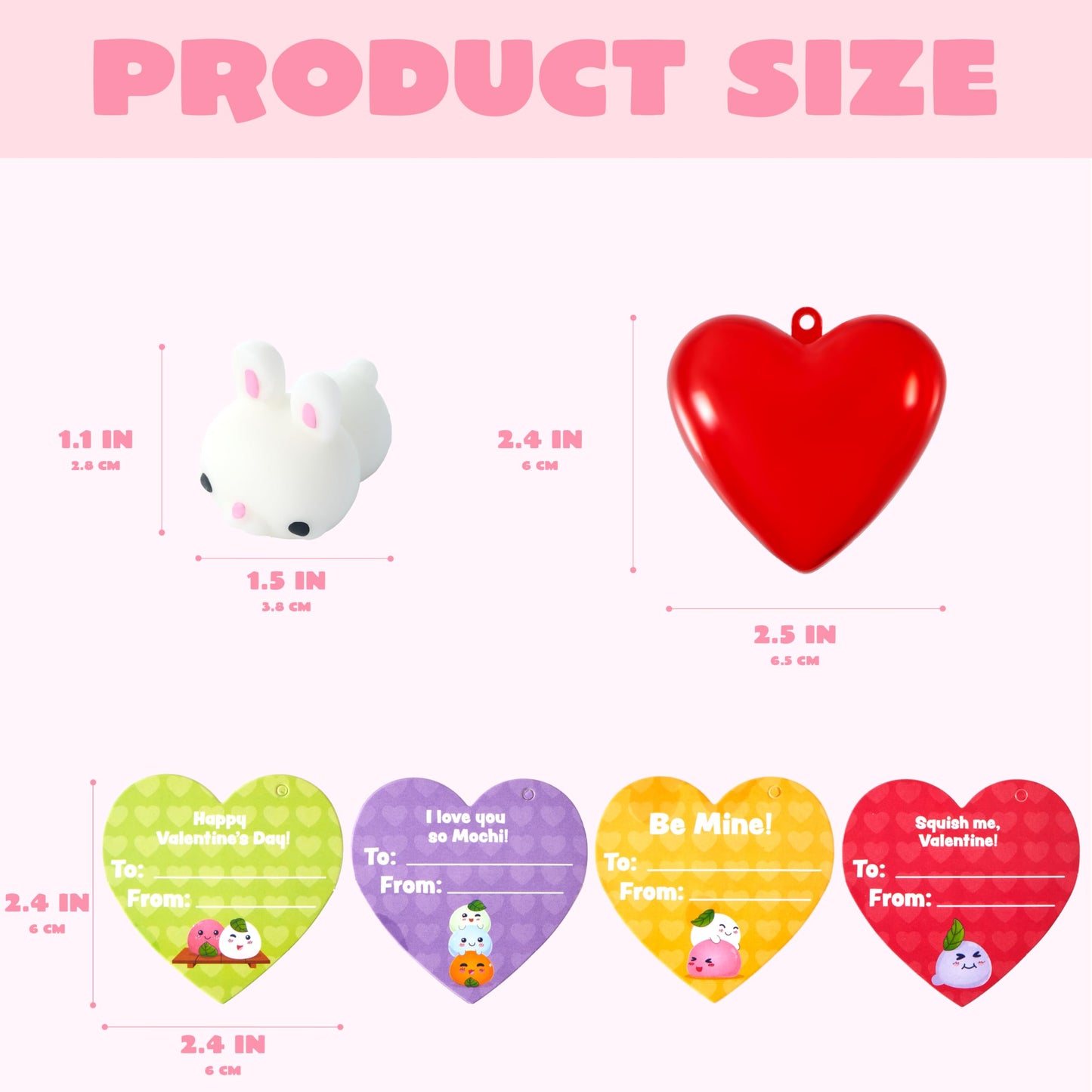 JOYIN 28-Piece Valentine Mochi Squishy Toys with Heart Shells & Cards