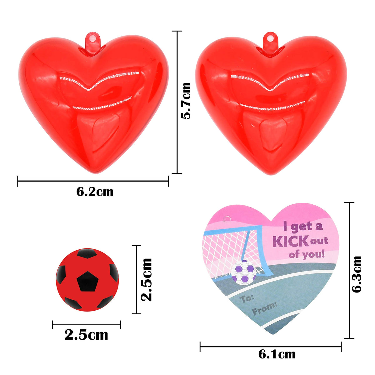 JOYIN 28-Pack Kids Valentine Sports Bouncy Balls with Heart Cases & Valentine Cards