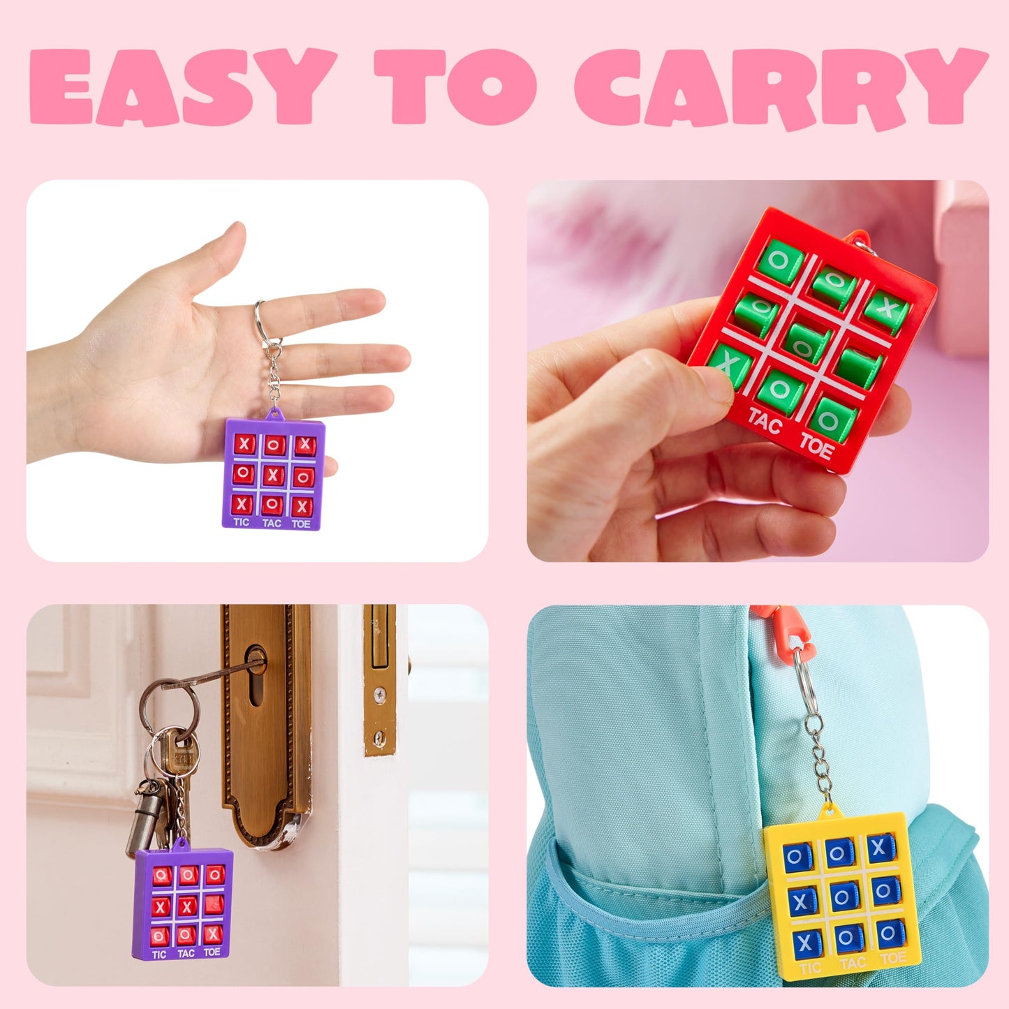 JOYIN 28 Pcs Valentine's Day Gift Cards with Tic-Tac-Toe Keychains – Classroom Prizes & Gifts