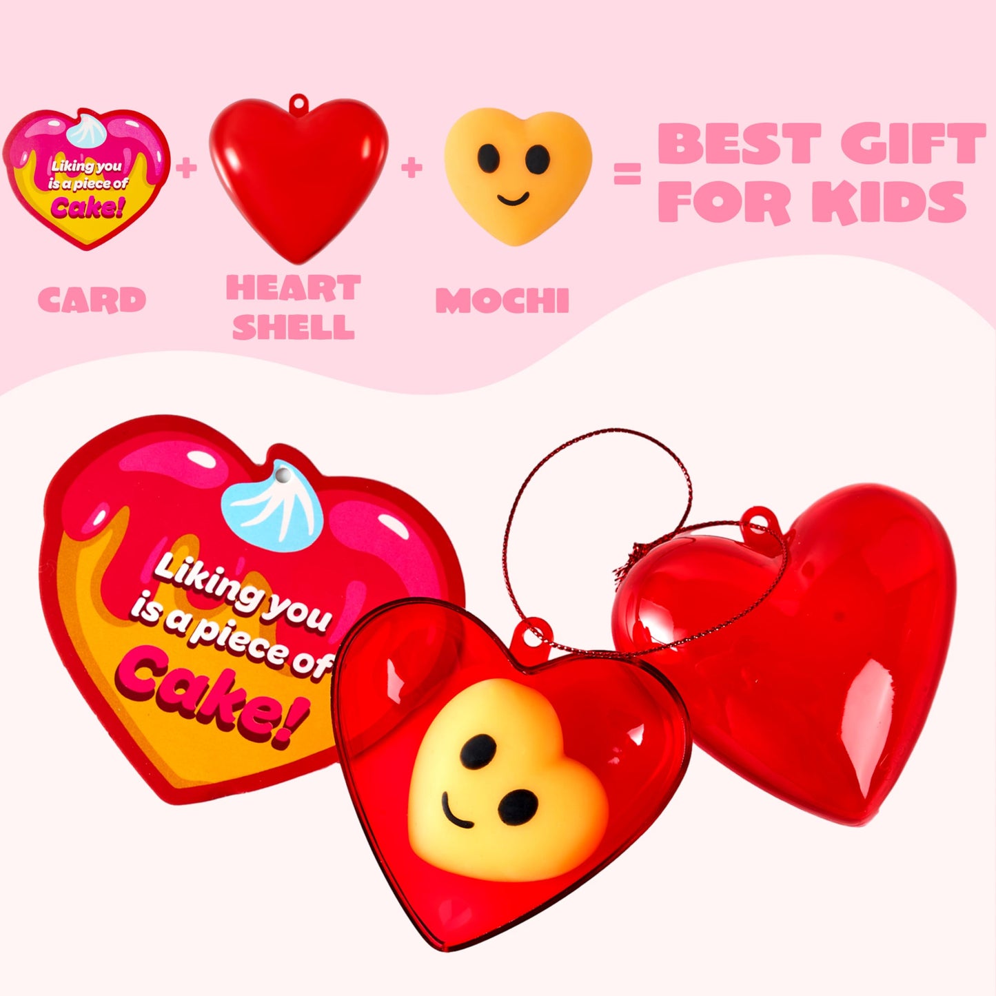 JOYIN 28-Pack Valentine's Day Gift Cards with Mochi Squishy Toys & Heart Shells