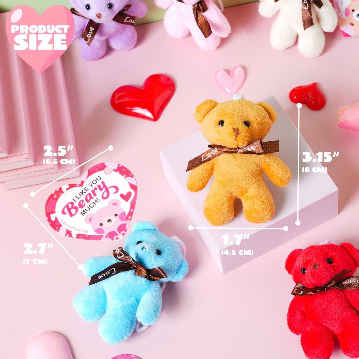 JOYIN 28-Pack Valentines Mini Plush with Heart Cards – Classroom Gifts & Party Favors