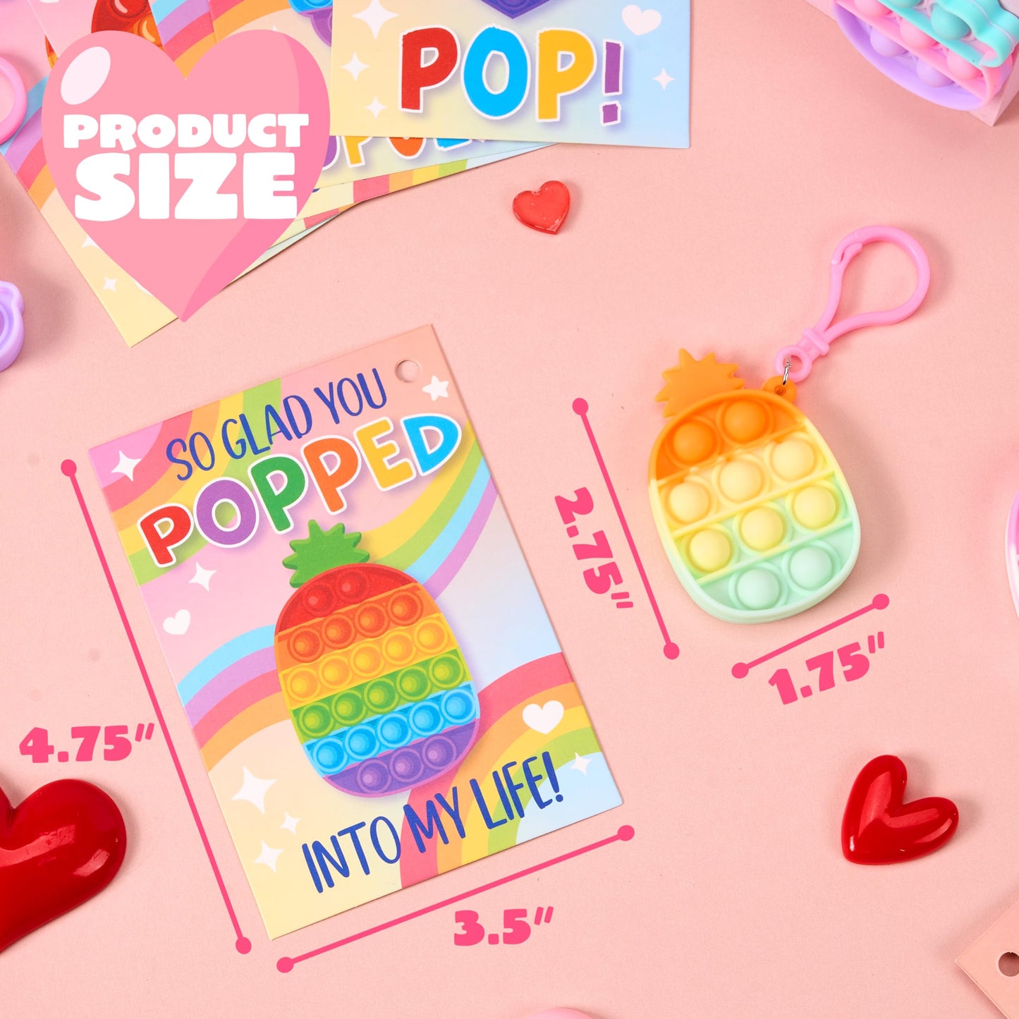 JOYIN 30 Packs Valentine’s Day Gift Cards with Pop Bubble Keychains – 6 Designs Fidget Toys for Kids