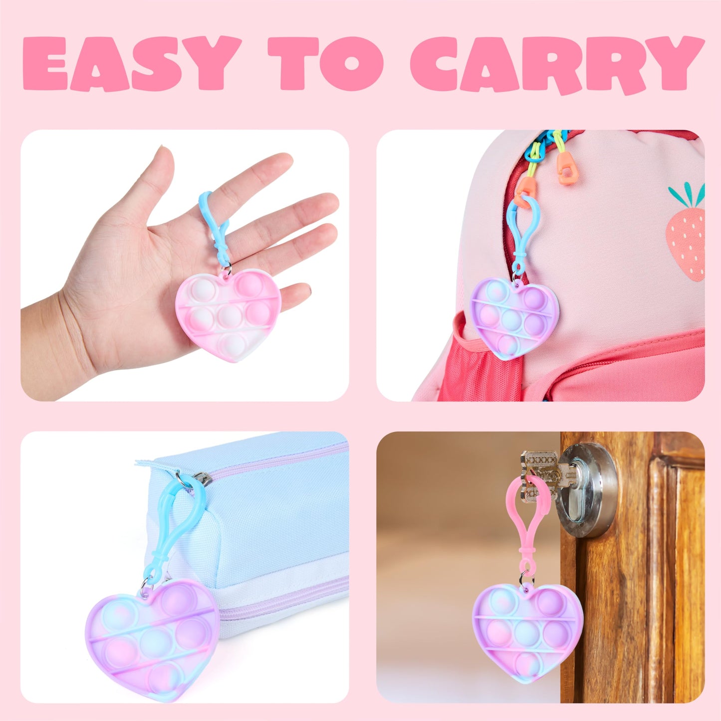 JOYIN 30 Pack Valentines Gift Cards with Pop Fidget Keychains | Stress-Relief Toys & Classroom Prizes