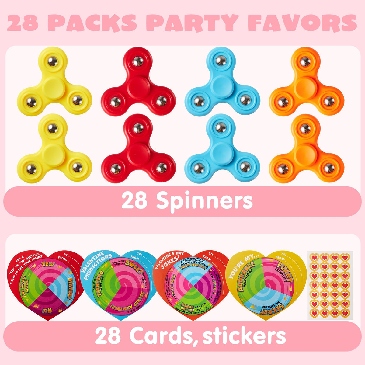 JOYIN 28 PCS Valentine Gift Cards with Fidget Spinner – Party Favors