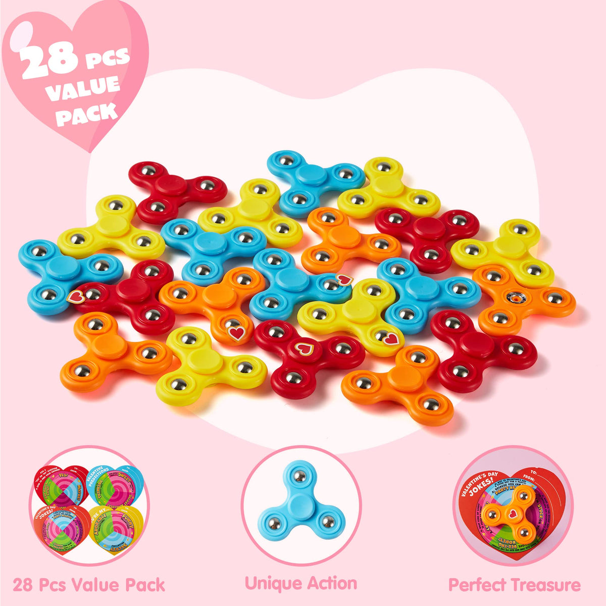 JOYIN 28 PCS Valentine Gift Cards with Fidget Spinner – Party Favors